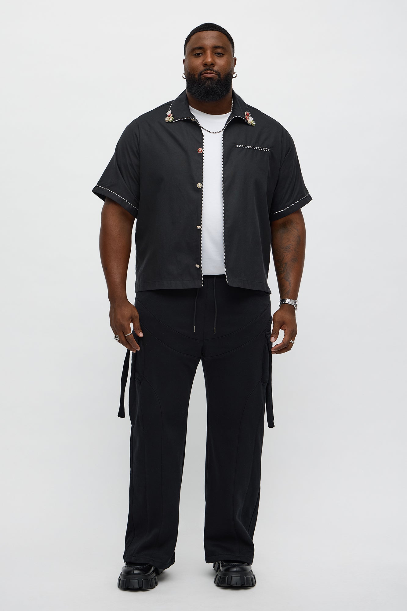 Baggy Cargo Look At Me Sweatpants - Black