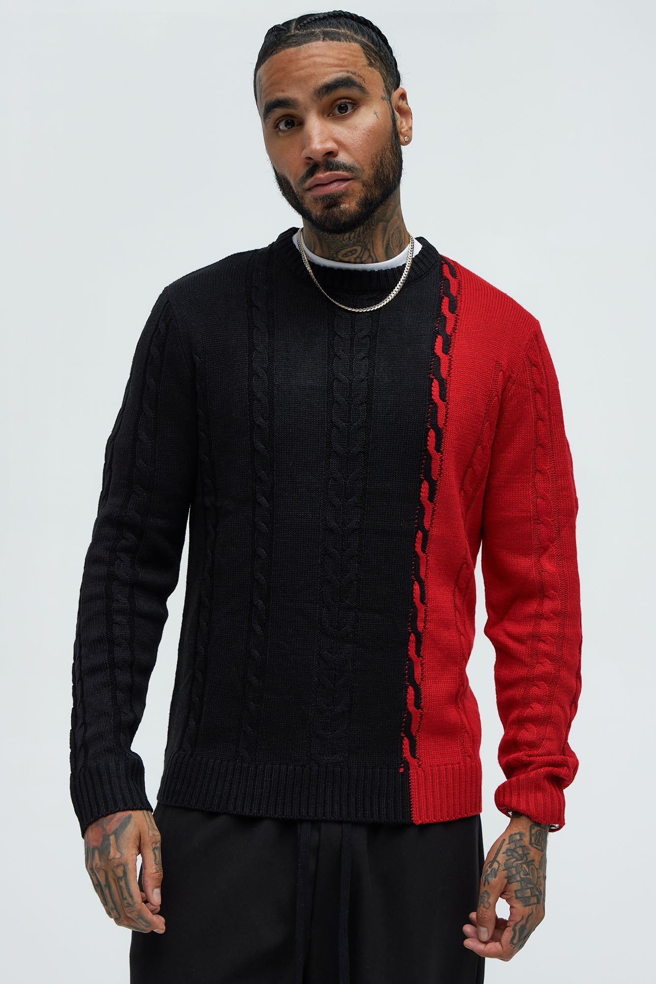 Cody Cable Knit Sweater - Black/combo