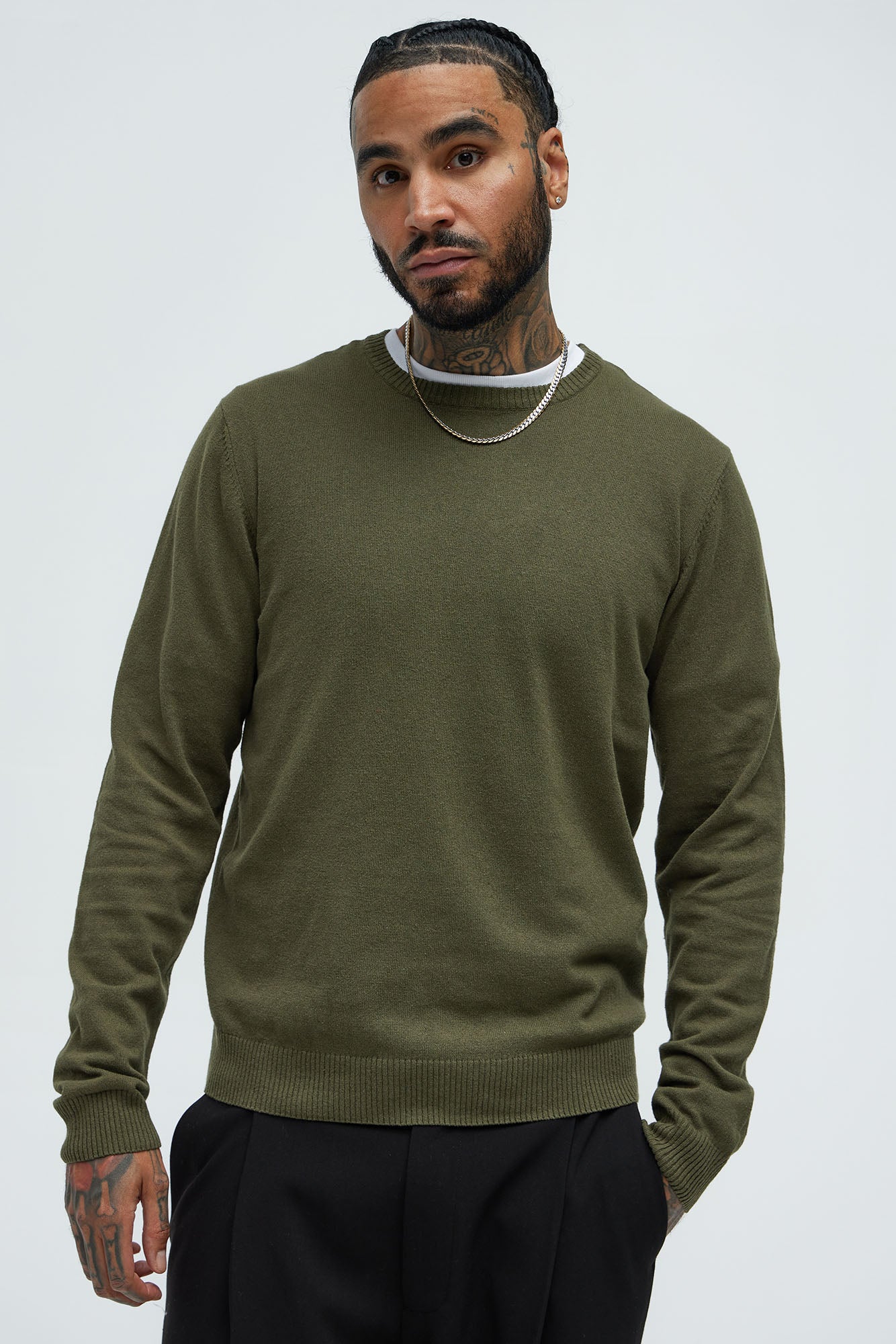 Cozy and Cool Crewneck Sweater - Olive