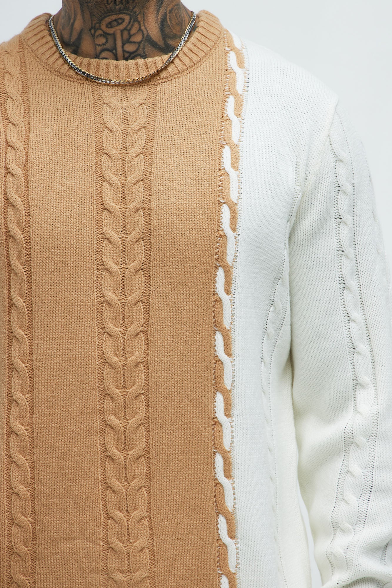 Cody Cable Knit Sweater - Camel/combo