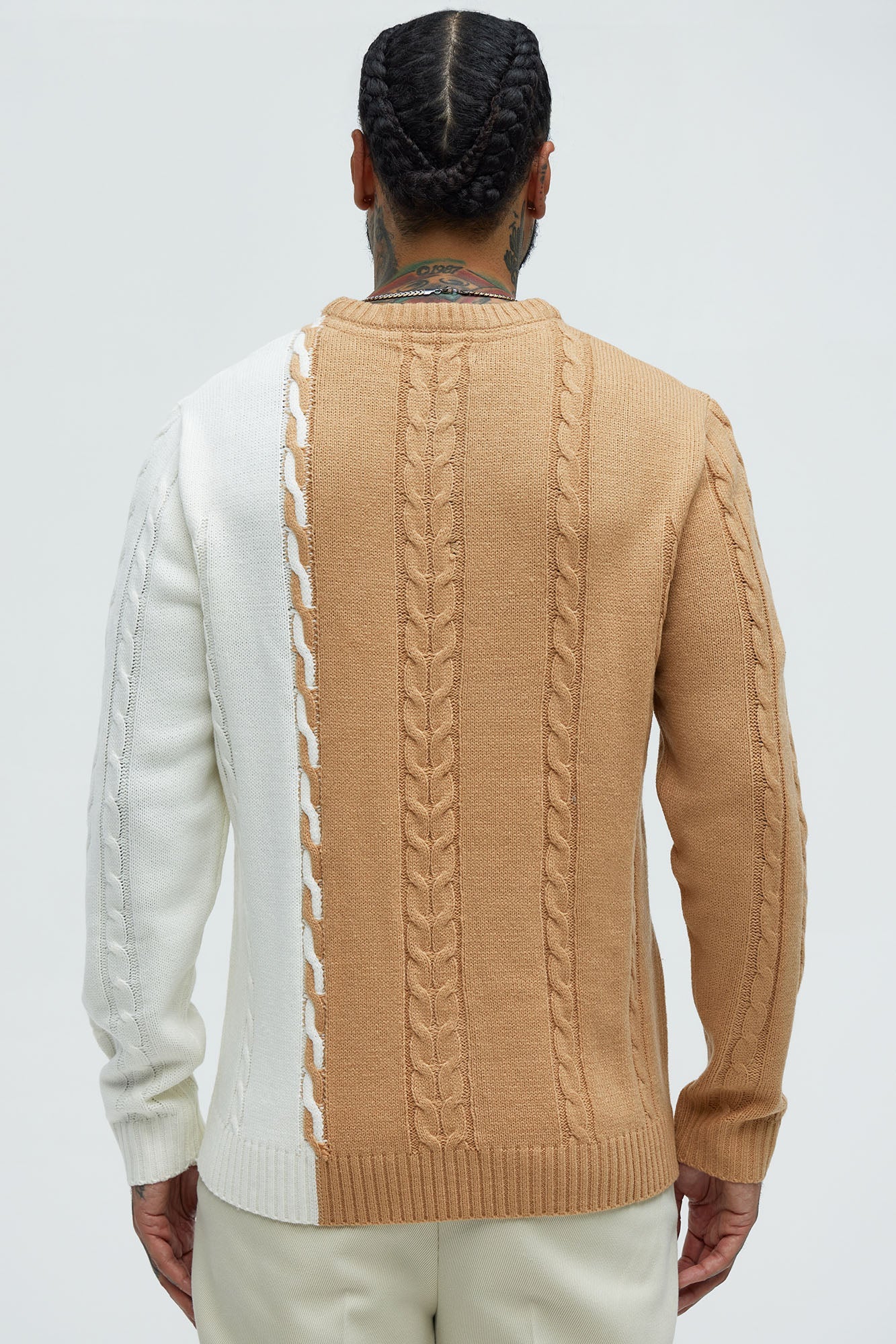 Cody Cable Knit Sweater - Camel/combo