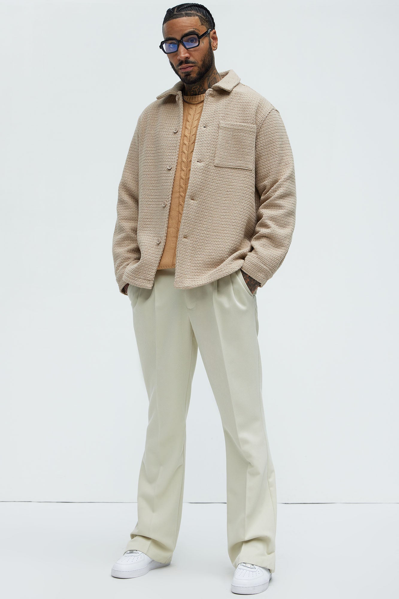 Linden Textured Button Up Shirt - Tan
