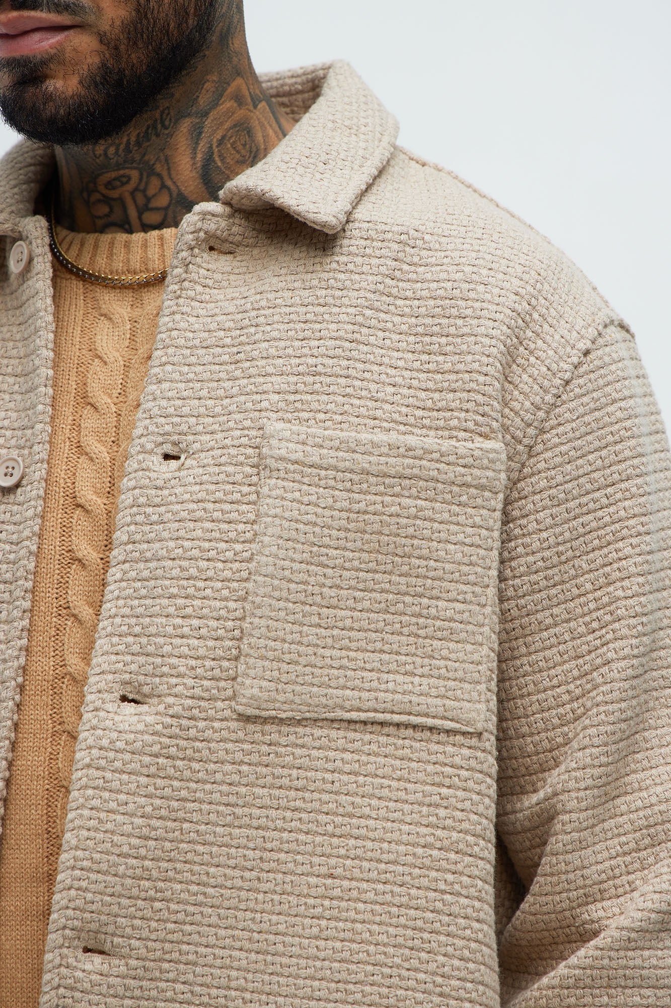 Linden Textured Button Up Shirt - Tan