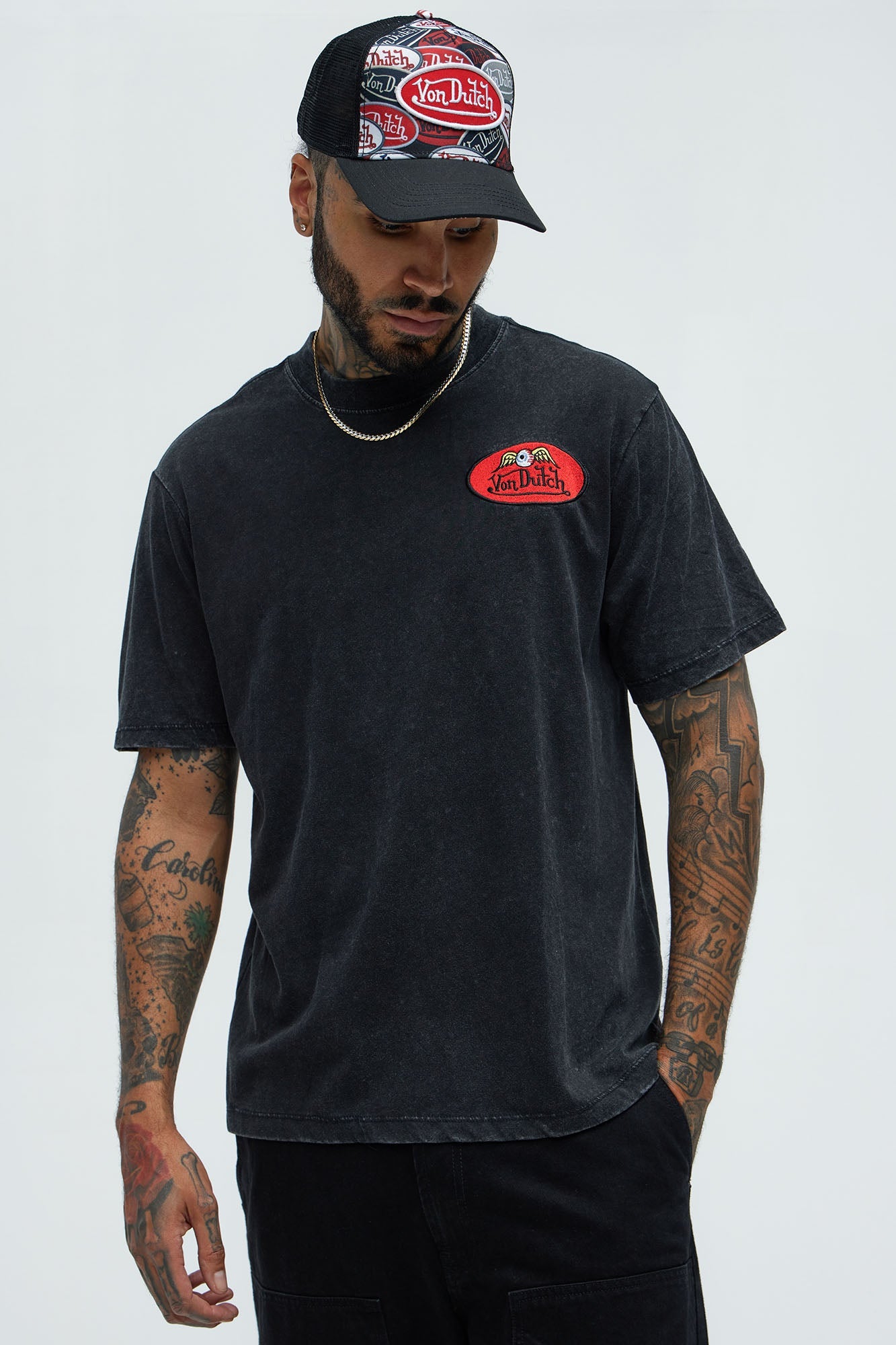 Von Dutch Patch Short Sleeve Tee - Black Wash