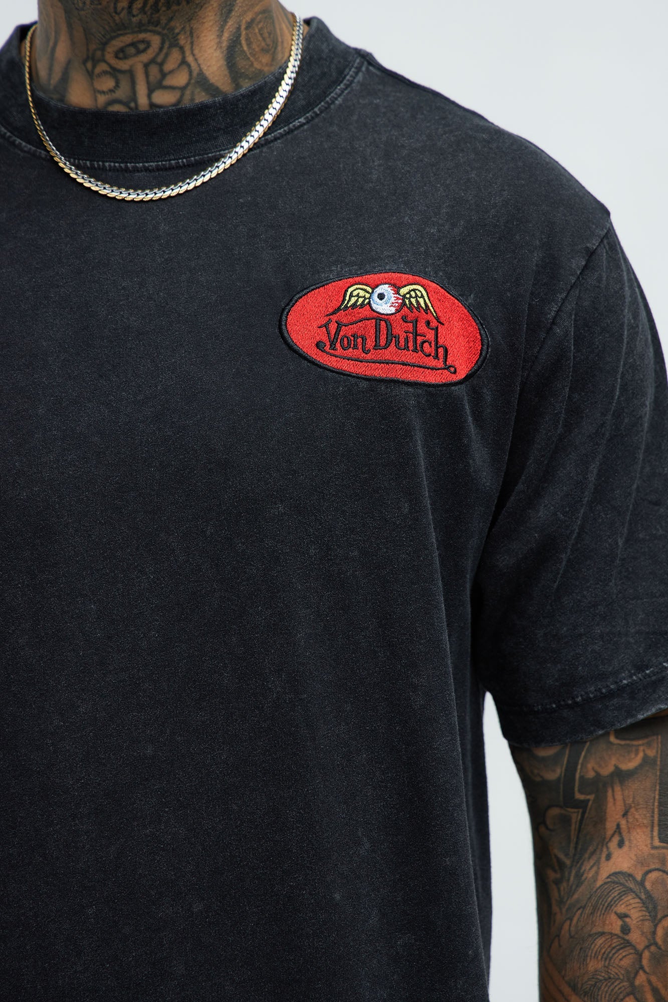 Von Dutch Patch Short Sleeve Tee - Black Wash