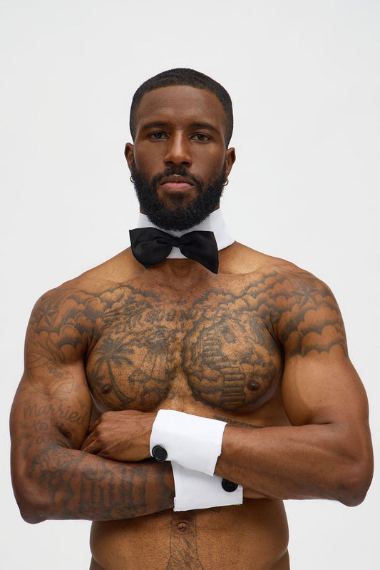 Cuff And Collar Costume Set - White/Black