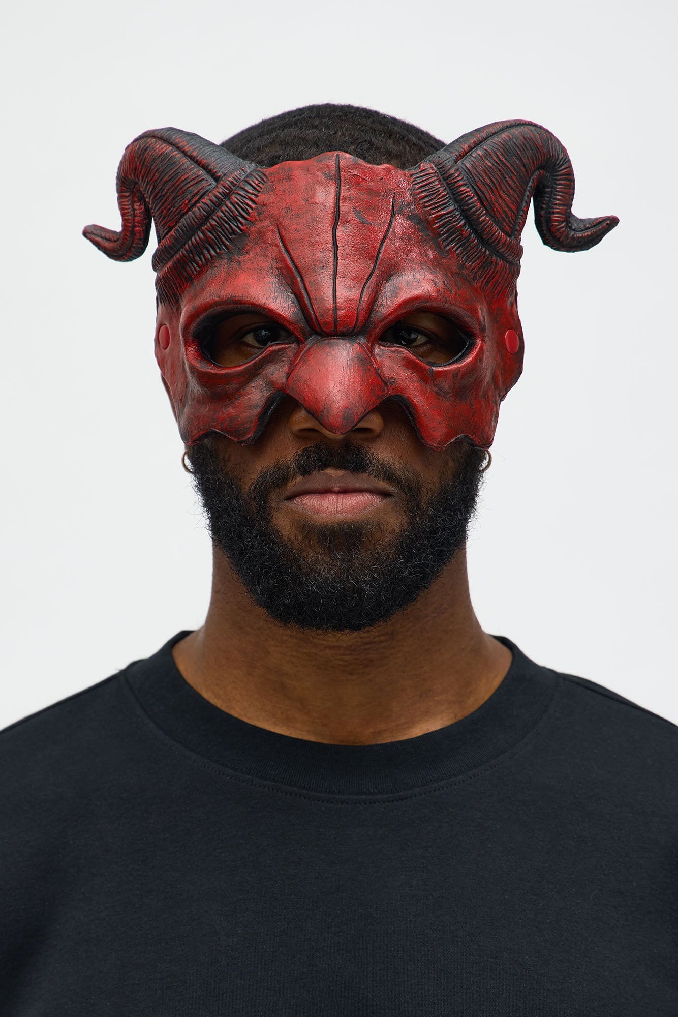 Sinister Devil Half Mask Costume - Red/Black