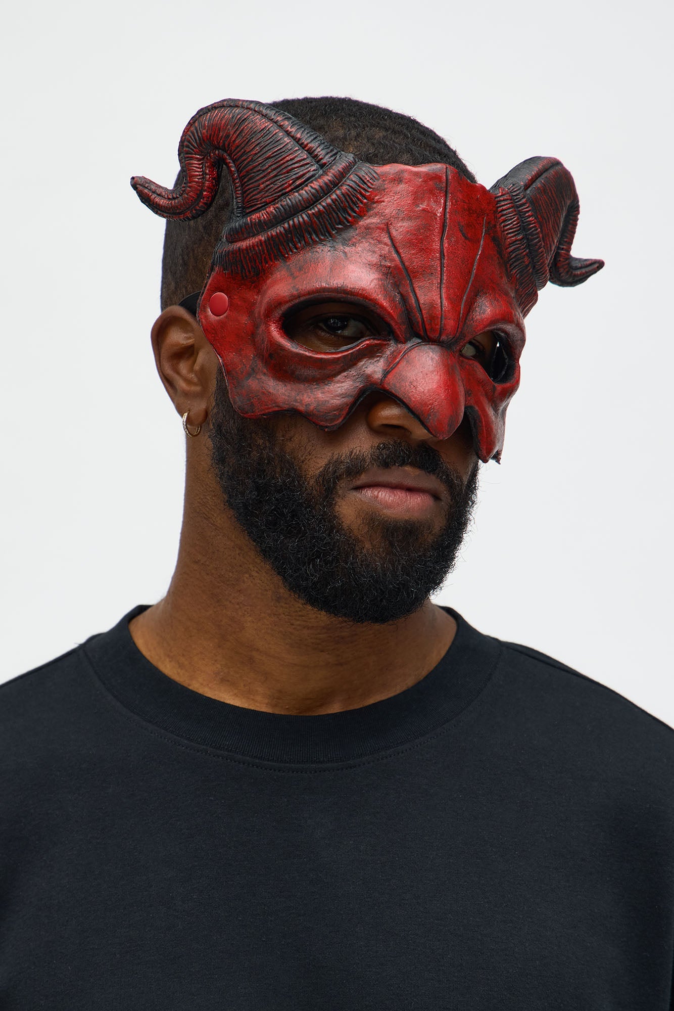 Sinister Devil Half Mask Costume - Red/Black