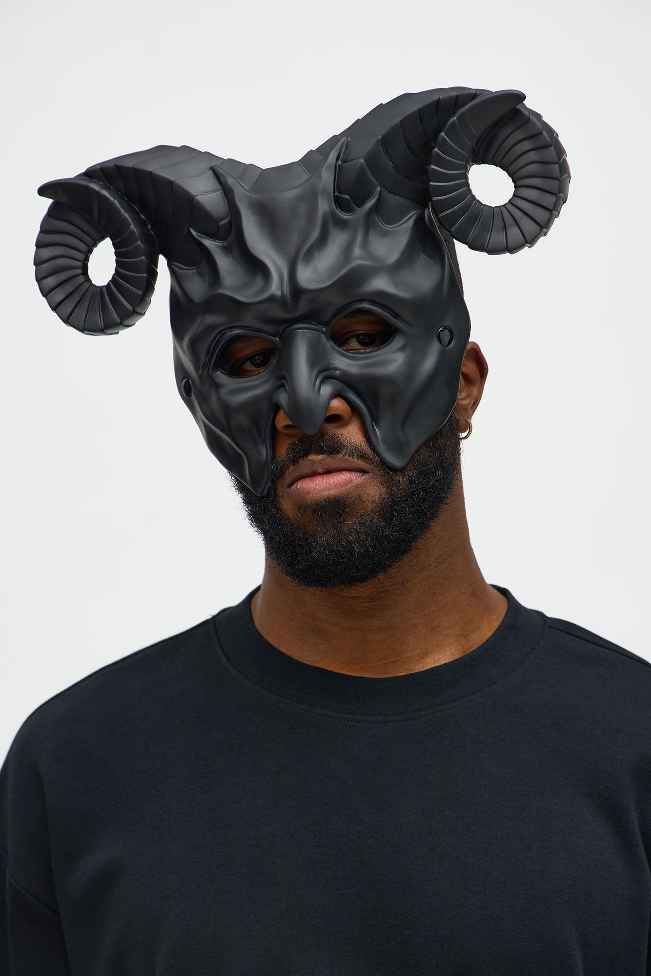 Half Masked Devil Costume - Black