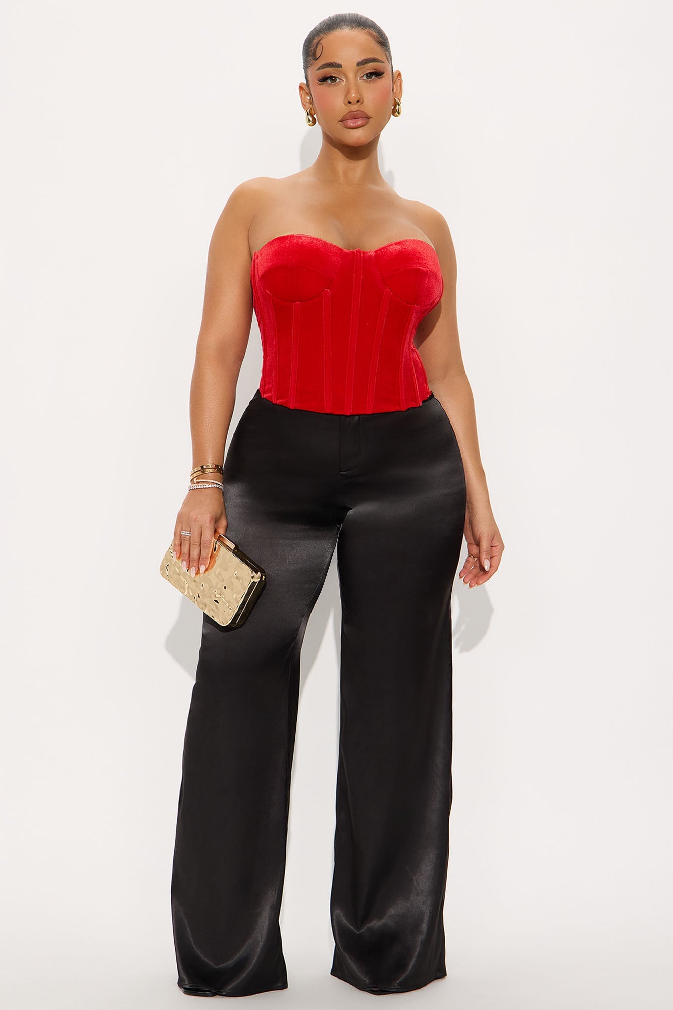 Bold Moves Lace Up Velvet Corset - Red