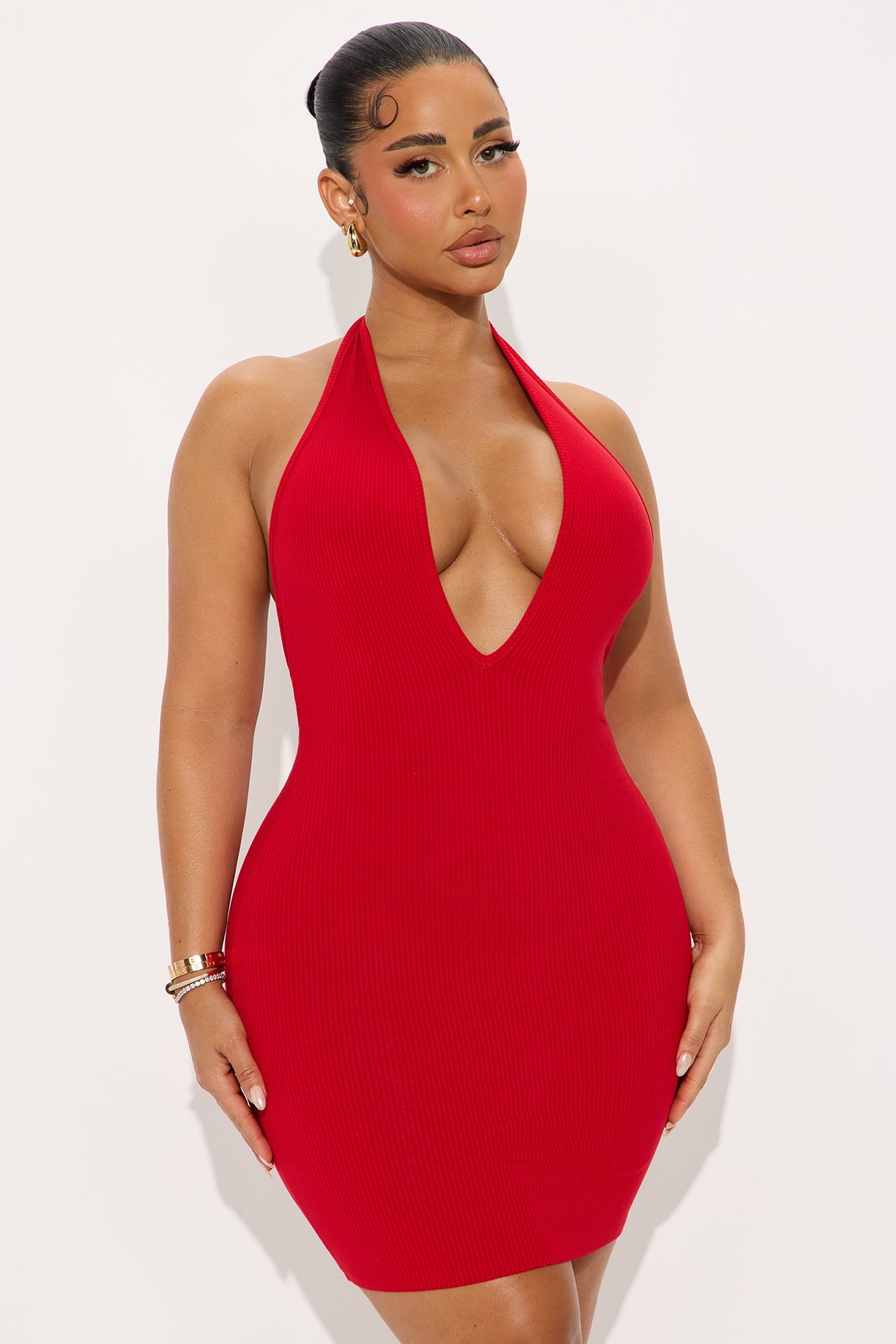 Ana Halter Snatched Mini Dress - Red