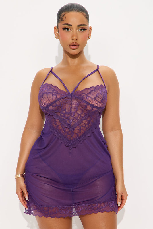 Lost In Thought Mesh Babydoll - Purple