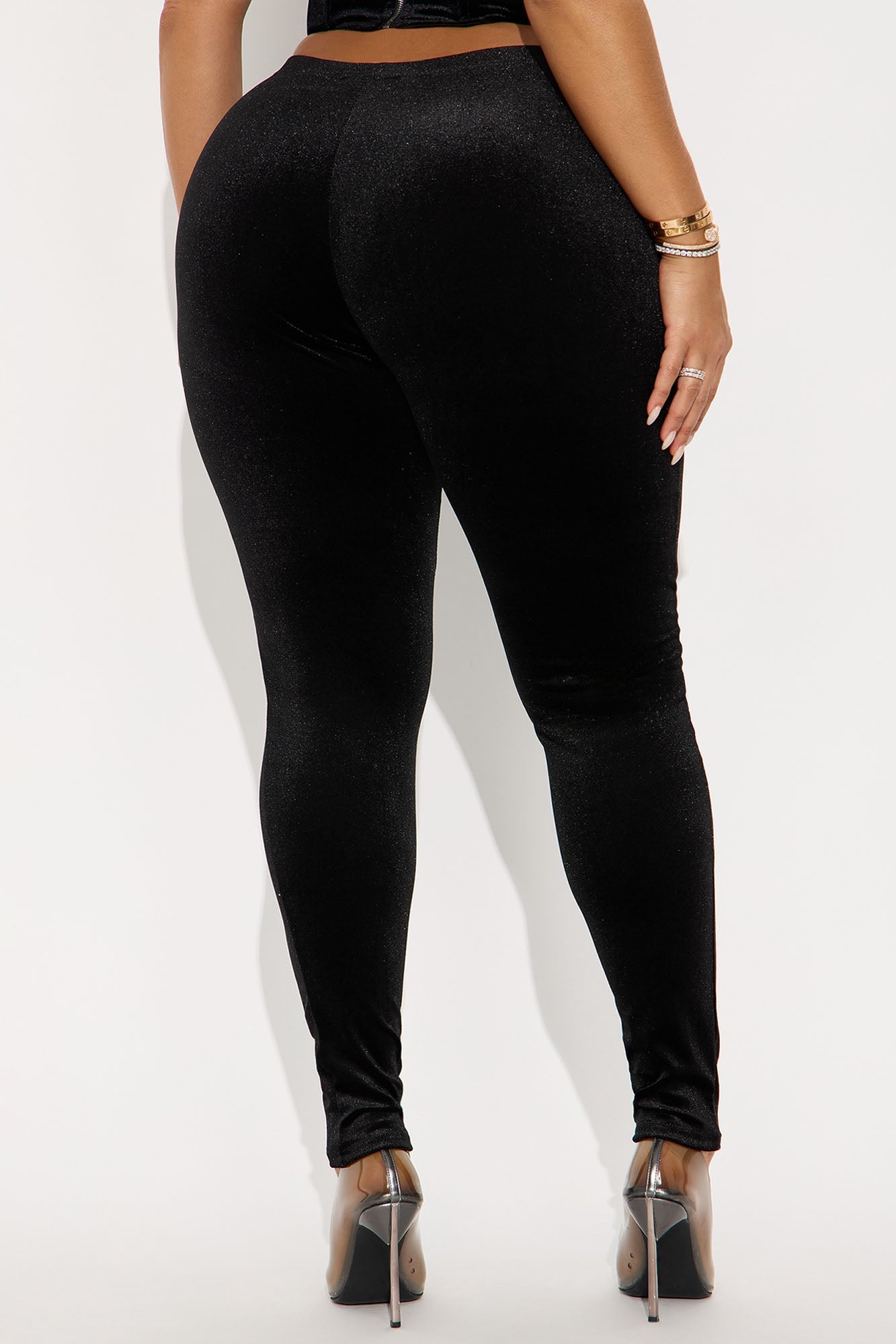 Analisa High Rise Velvet Leggings - Black