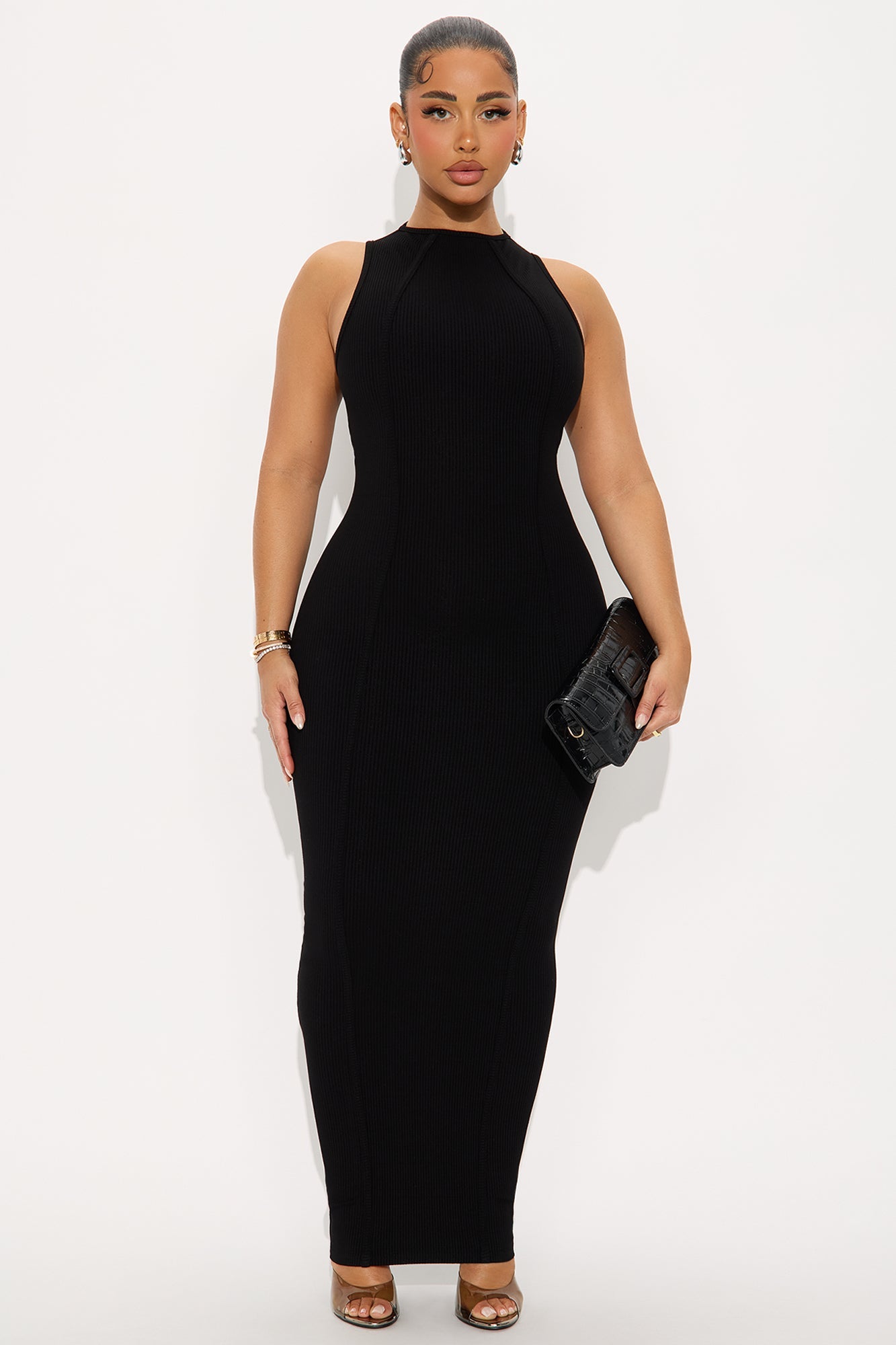 Nina Snatched Maxi Dress - Black