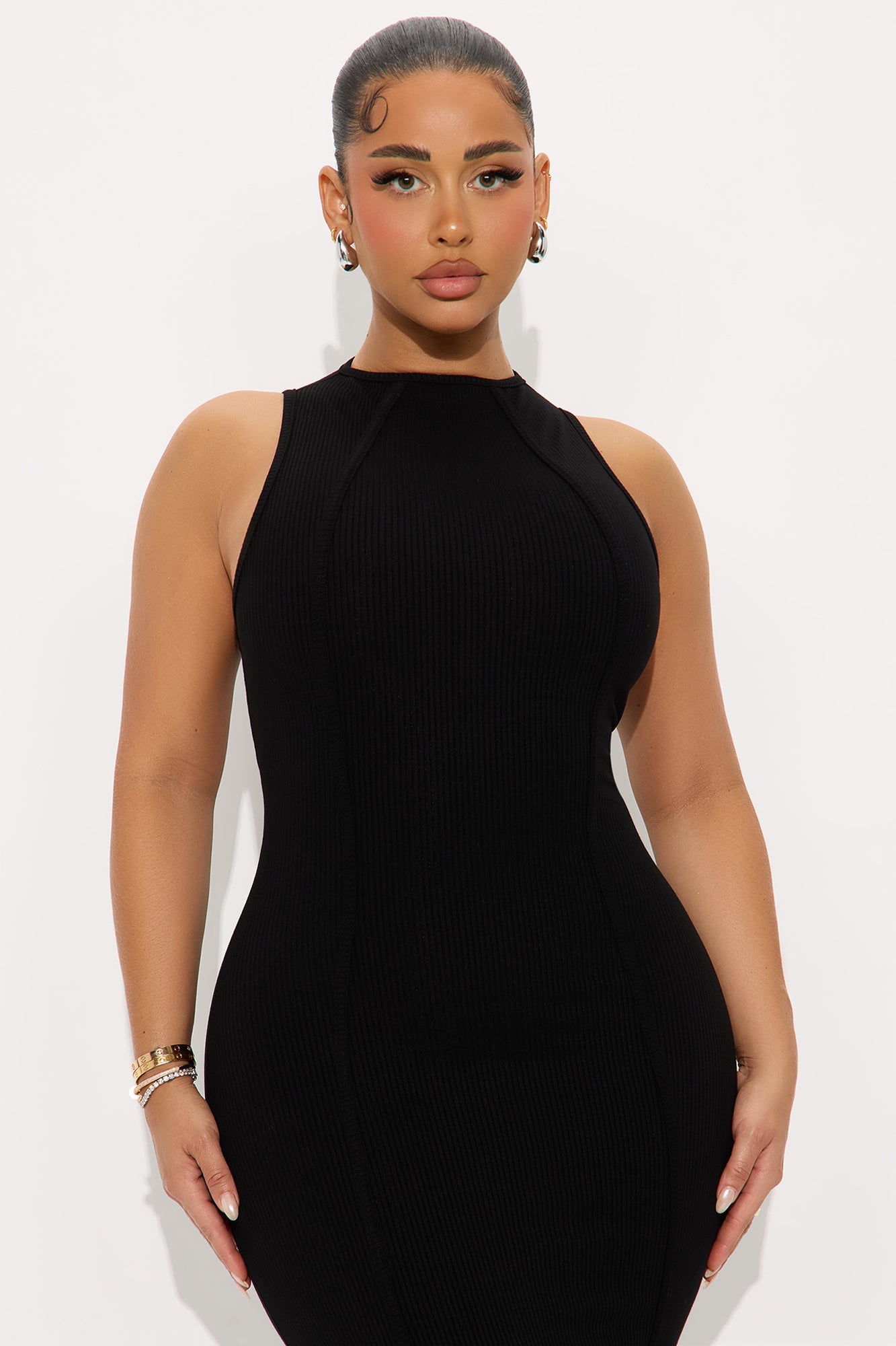 Nina Snatched Maxi Dress - Black