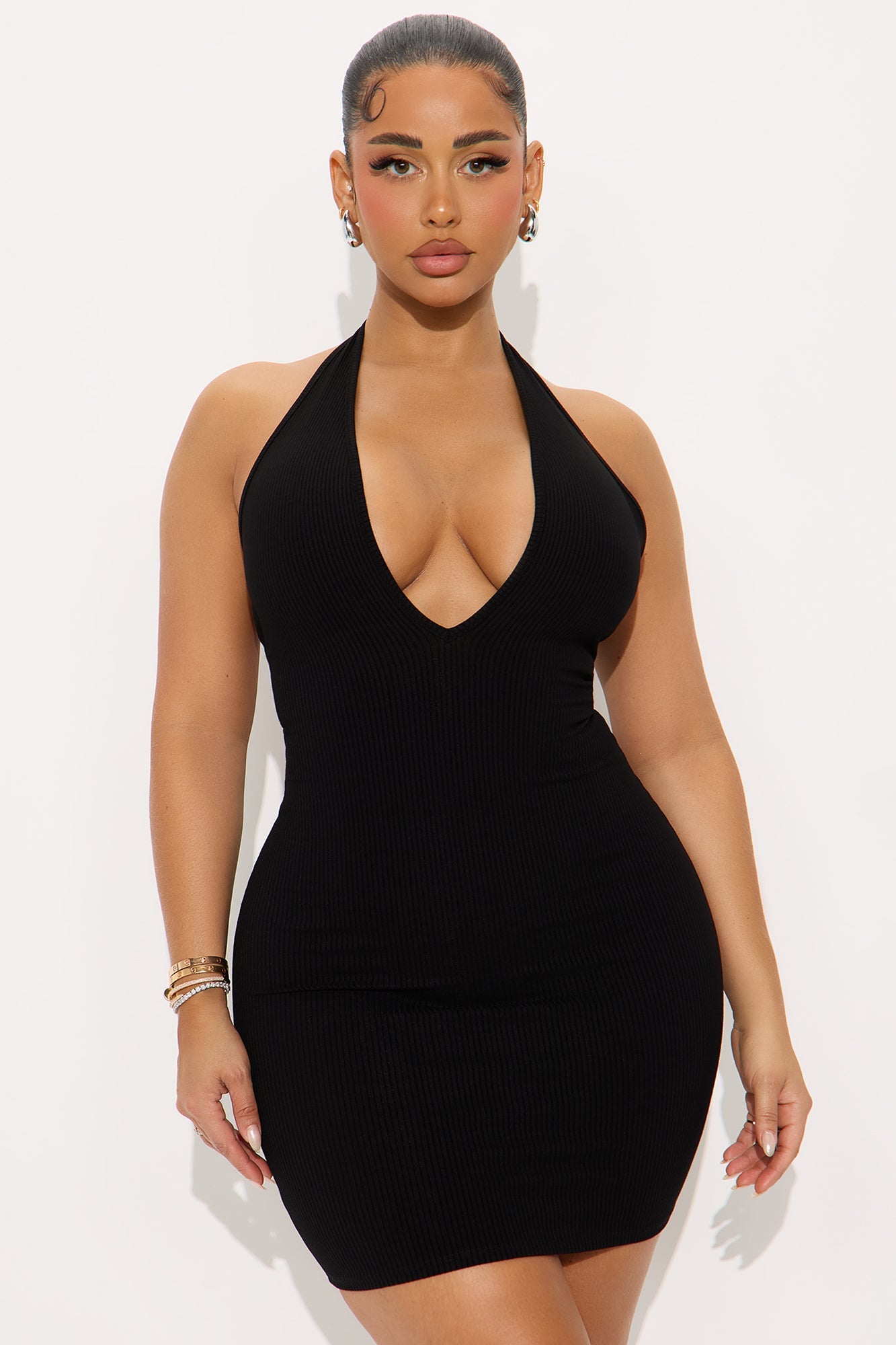 Ana Halter Snatched Mini Dress - Black