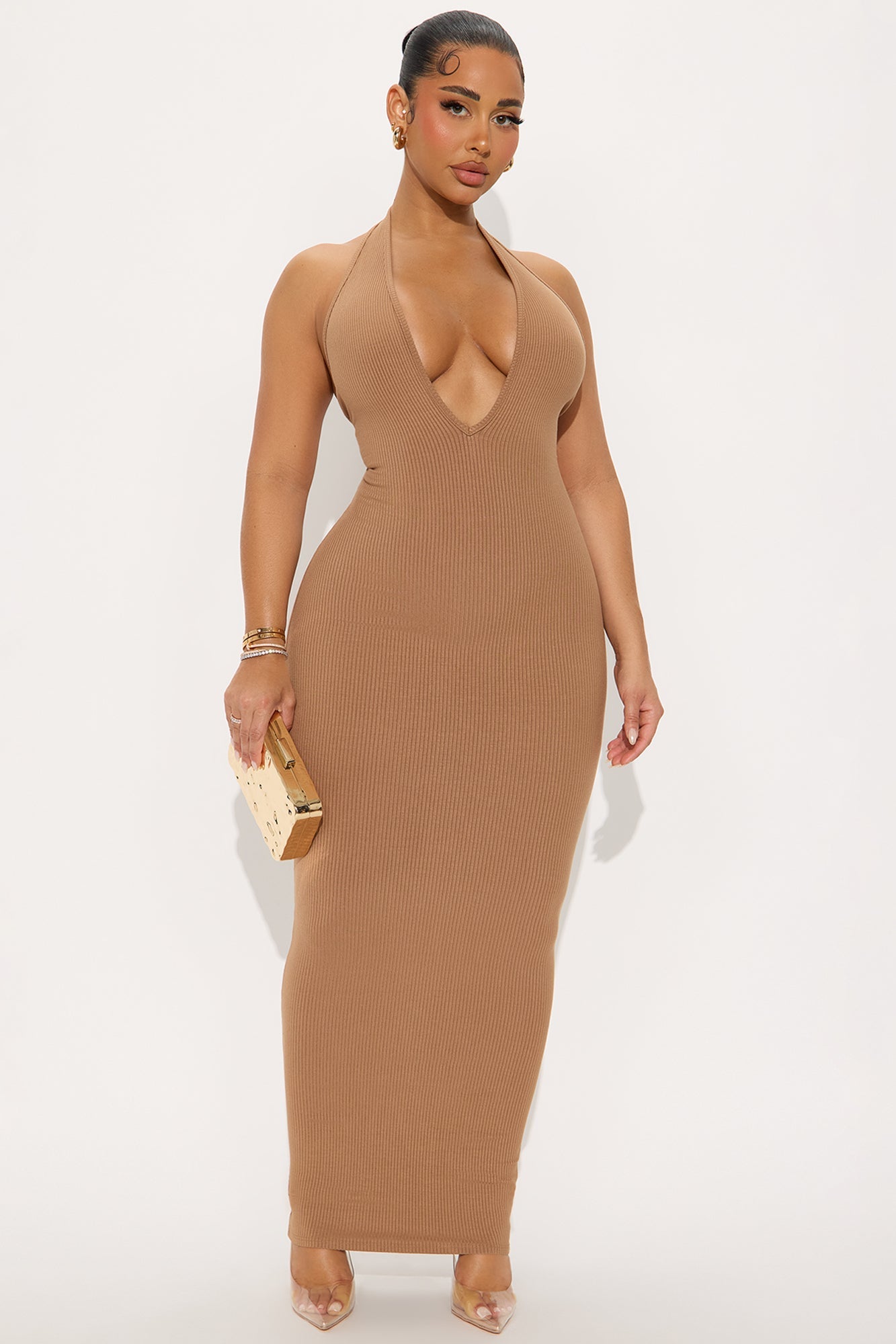 Ana Halter Snatched Maxi Dress - Nude