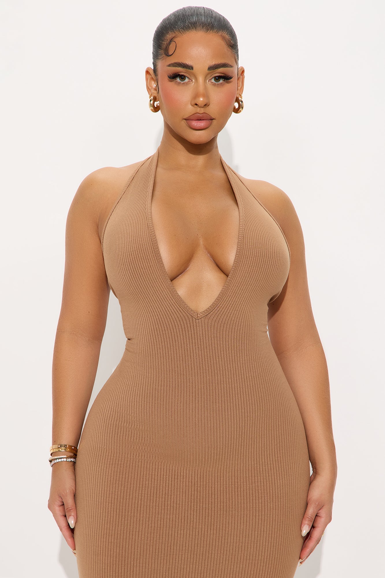 Ana Halter Snatched Maxi Dress - Nude