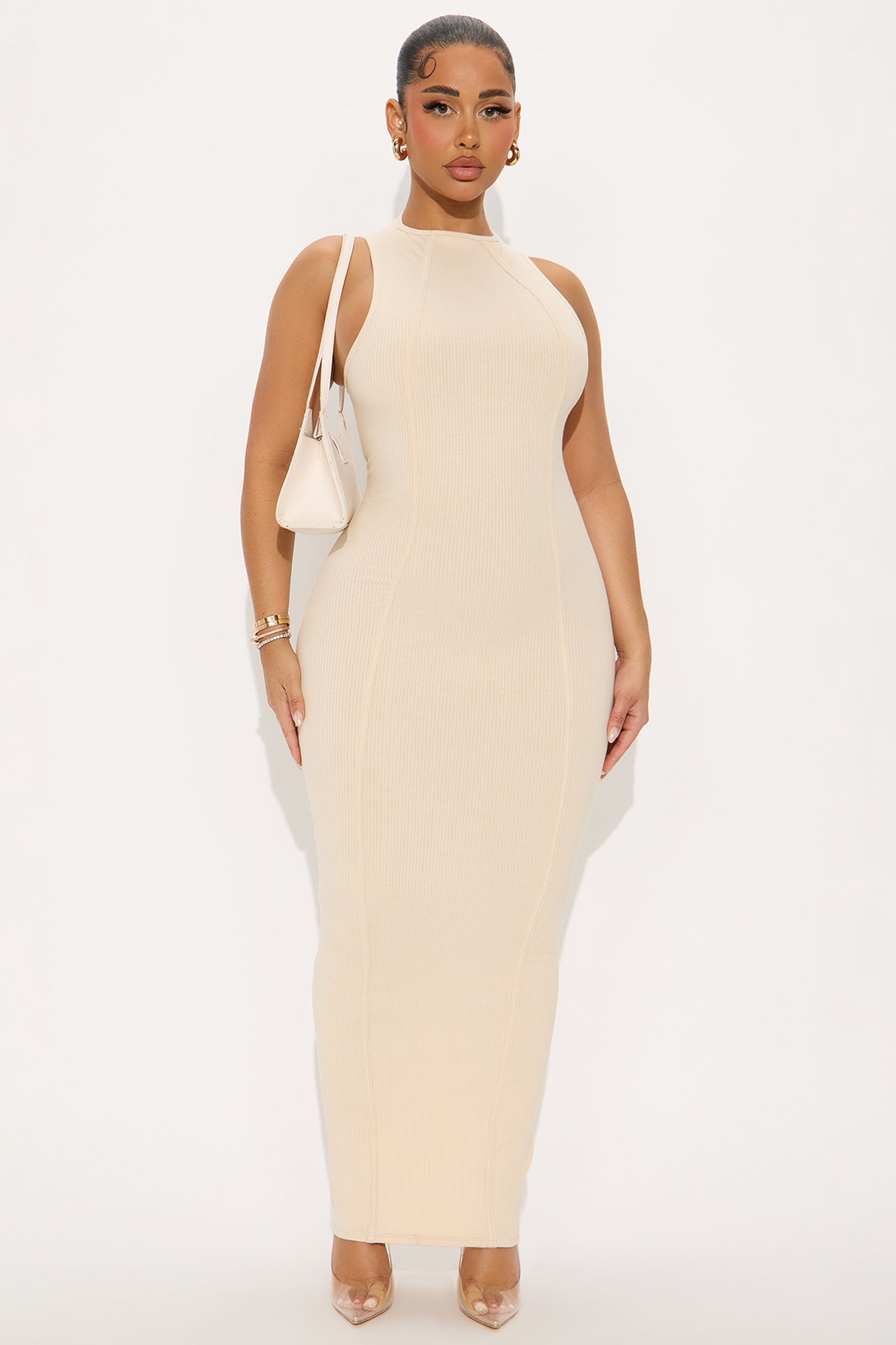 Nina Snatched Maxi Dress - Cream