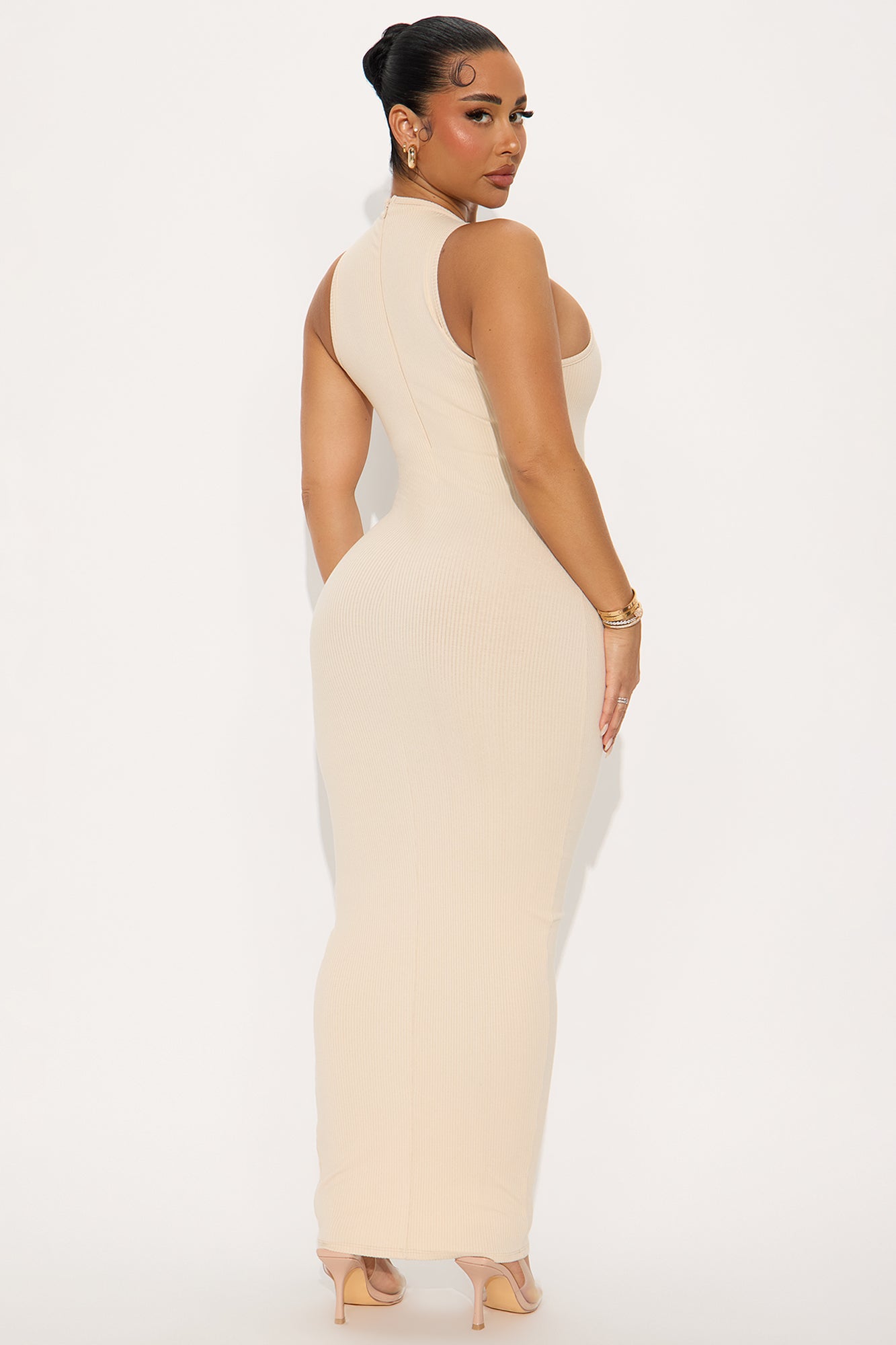 Nina Snatched Maxi Dress - Cream