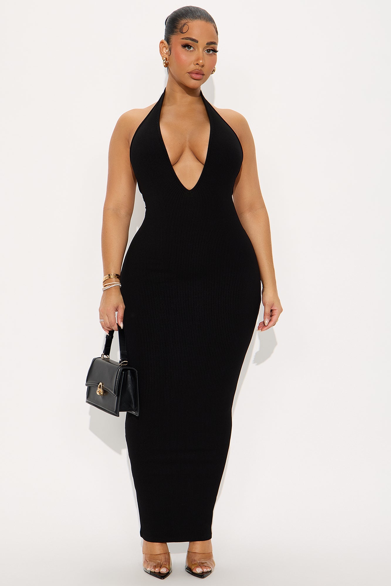 Ana Halter Snatched Maxi Dress - Black