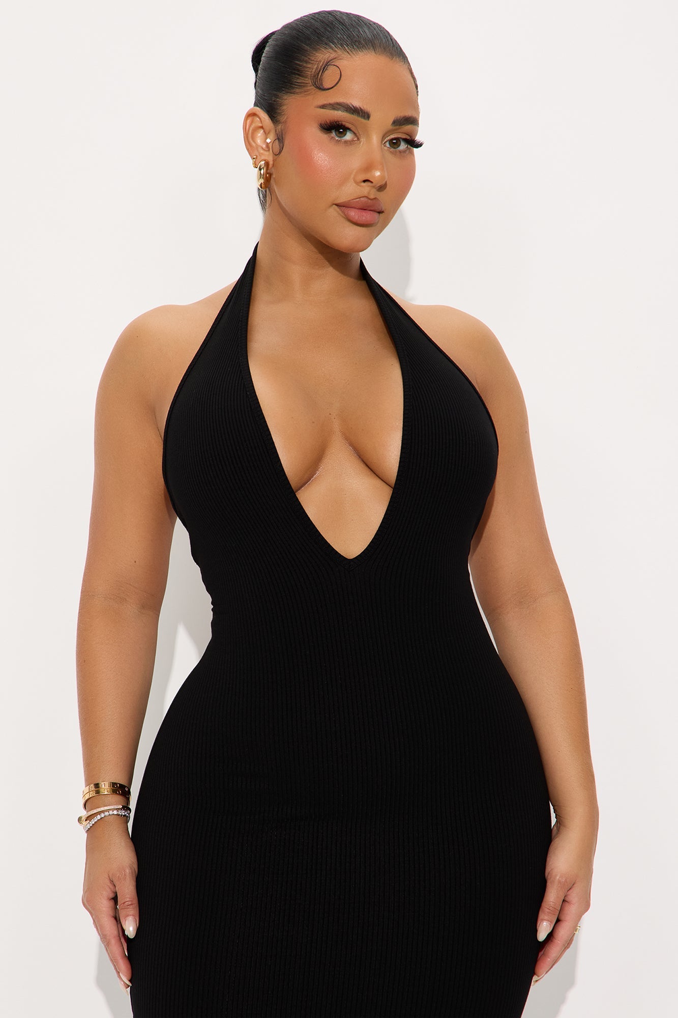 Ana Halter Snatched Maxi Dress - Black