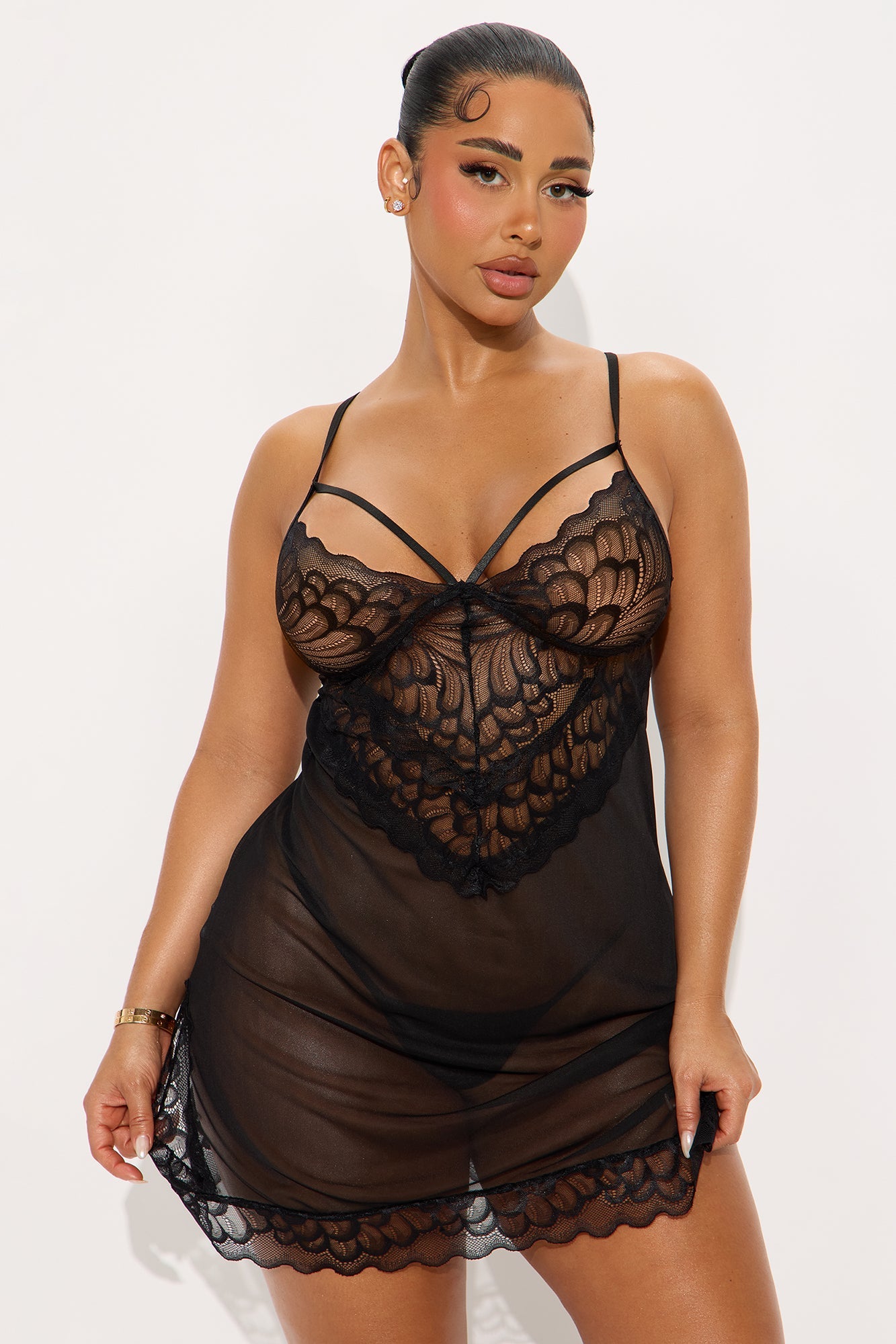 Lost In Thought Mesh Babydoll - Black