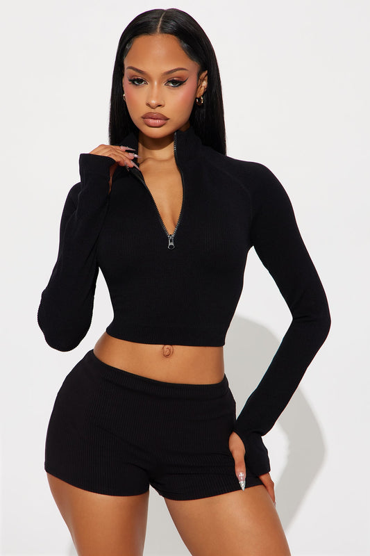 Get Like Me Seamless Top - Black