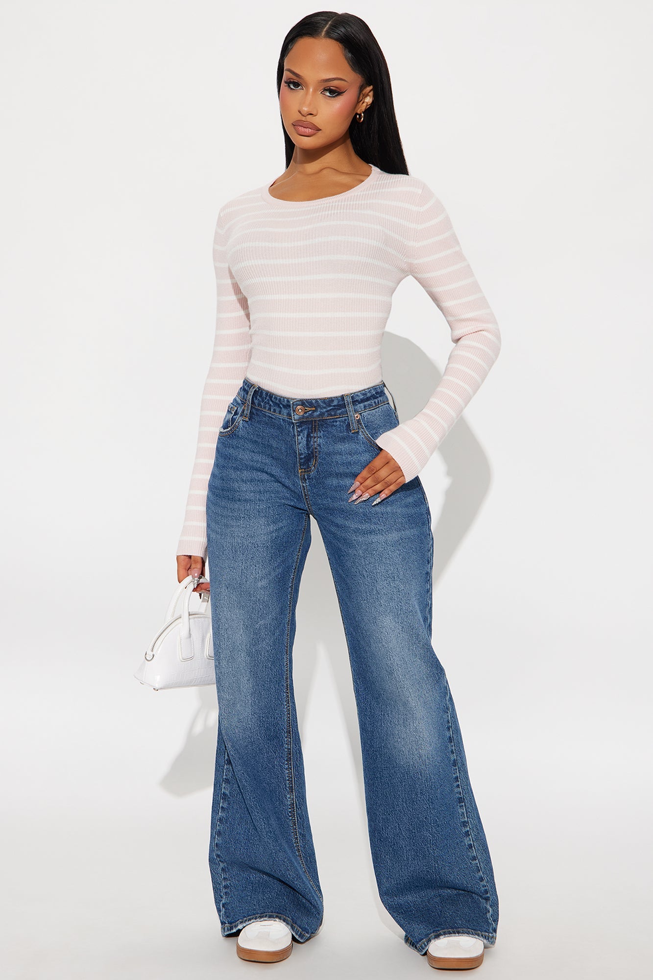 Tylie Striped Sweater Top - Pink/combo