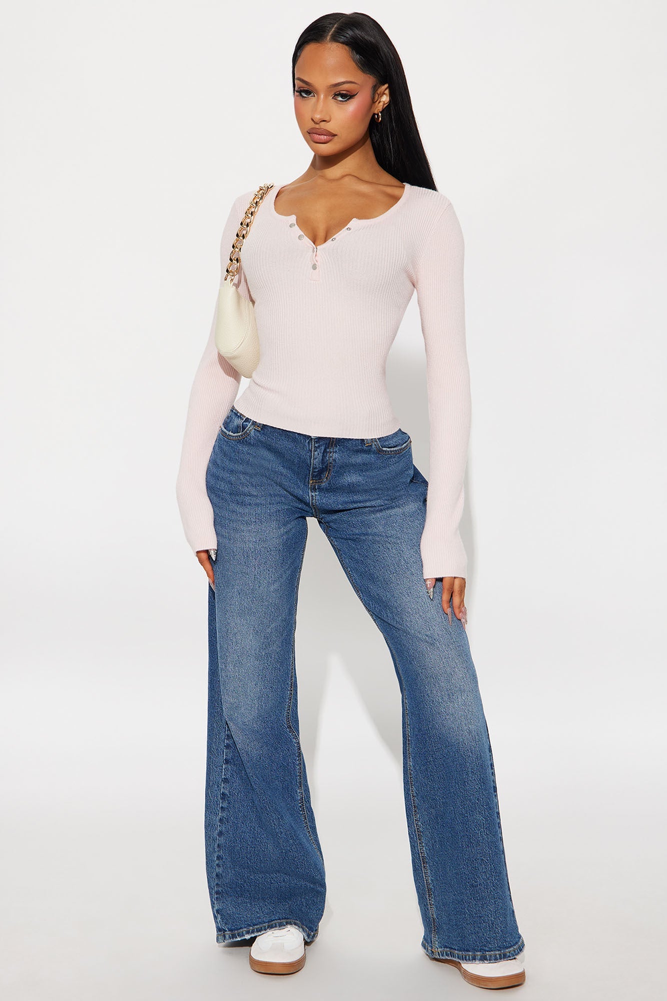 Laurita Henley Sweater Top - Pink