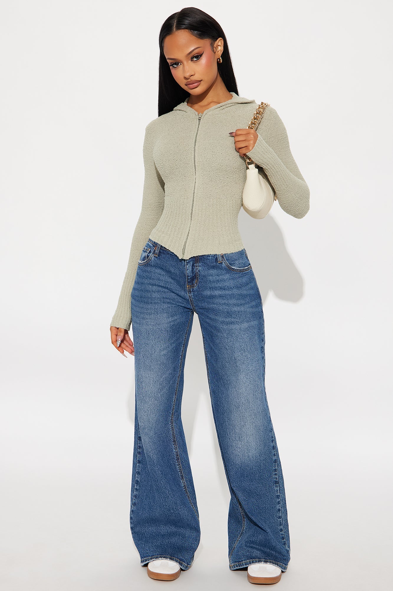 Pillow Talk Zip Front Ribbed Cardigan Sweater - Sage