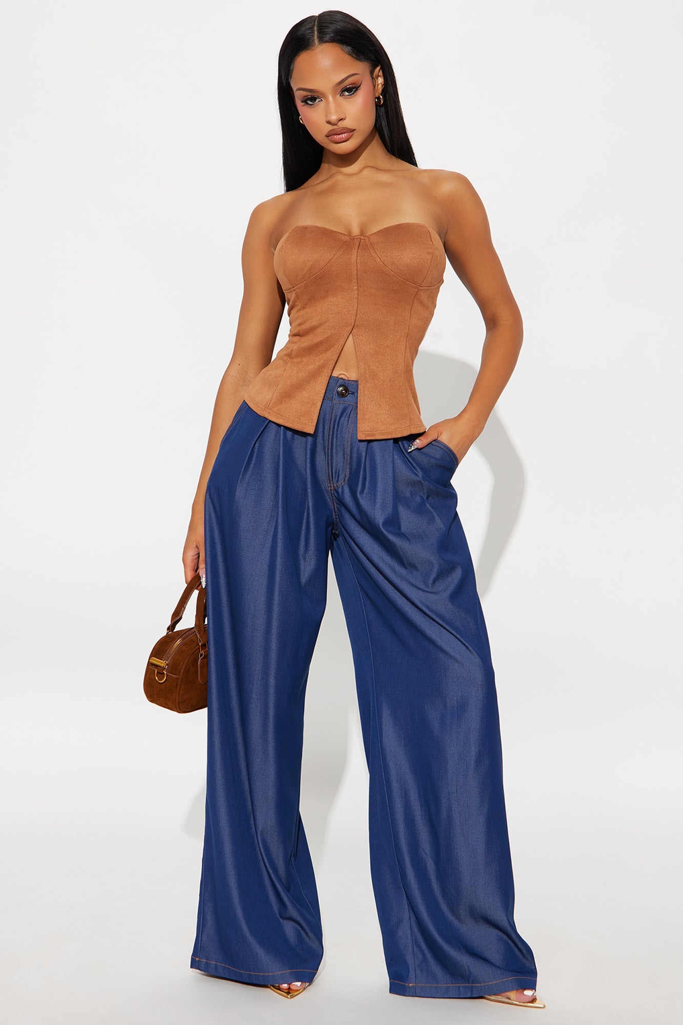 The Perfect Moment Chambray Wide Leg Pant 33 - Dark Wash