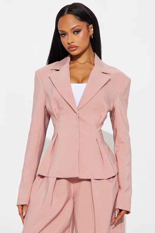 Luxe Living Pleated Blazer - Rose