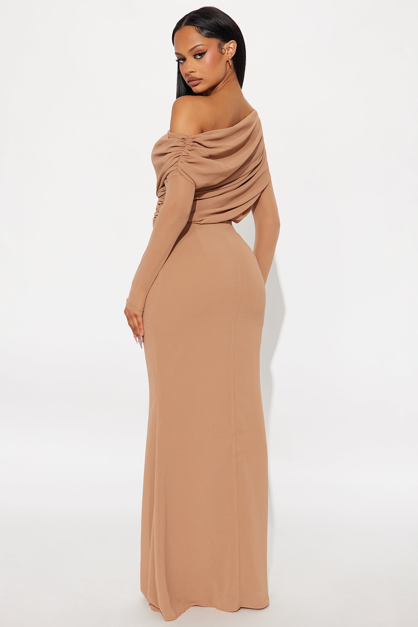 Daniella Floral Applique Chiffon Maxi Dress - Mocha