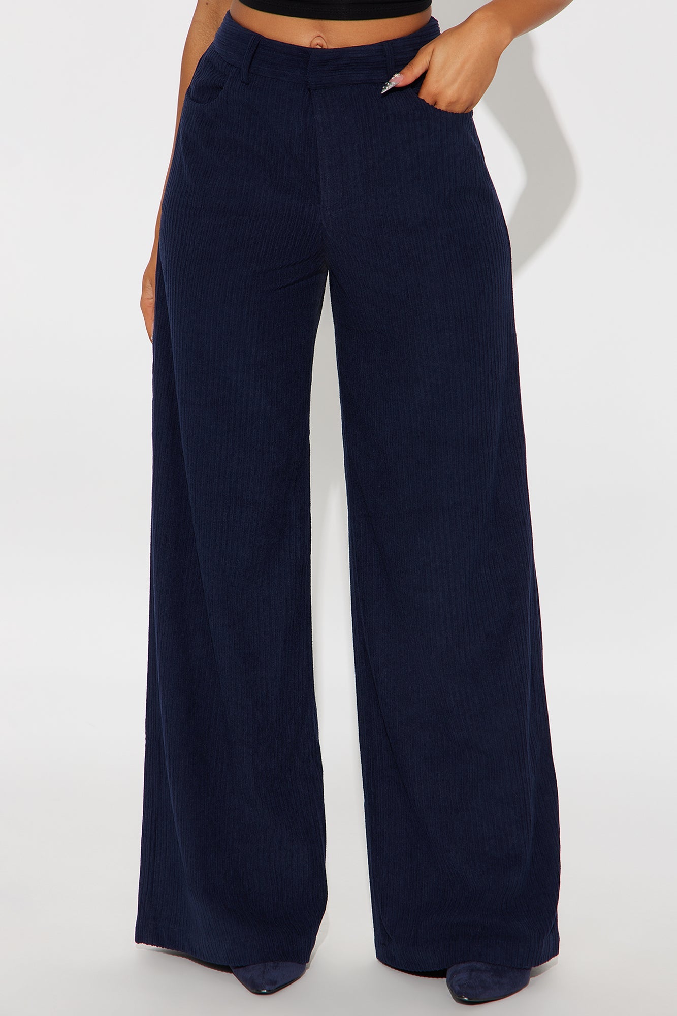 Golden Hour Groove Wide Leg Corduroy Pant 33 - Navy