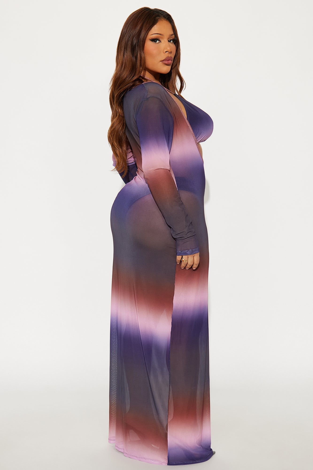 Summers In Tulum Mesh 3 Piece Sunsuit Set - Purple