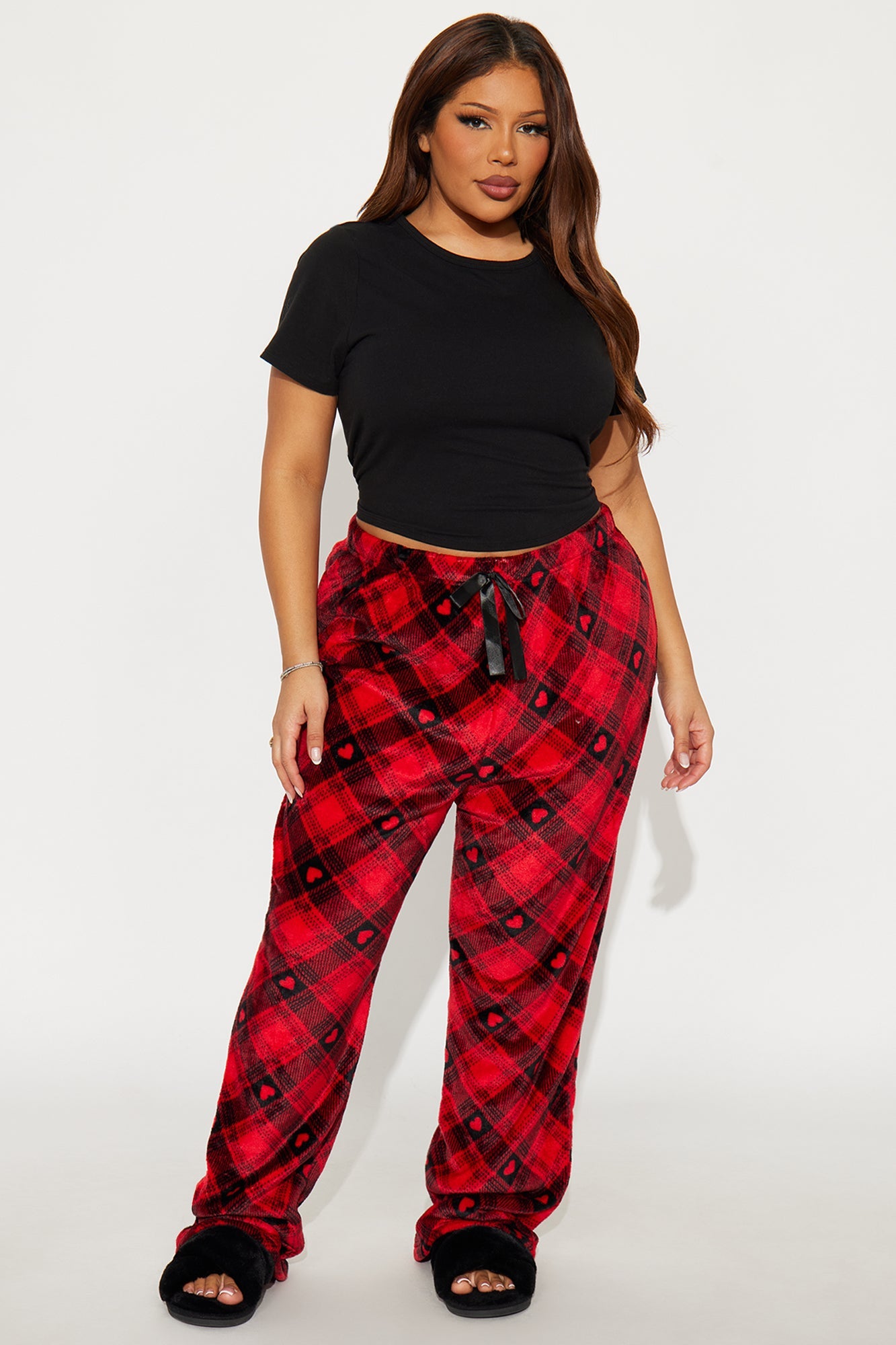 I Heart You Plush PJ Pants - Red/Black