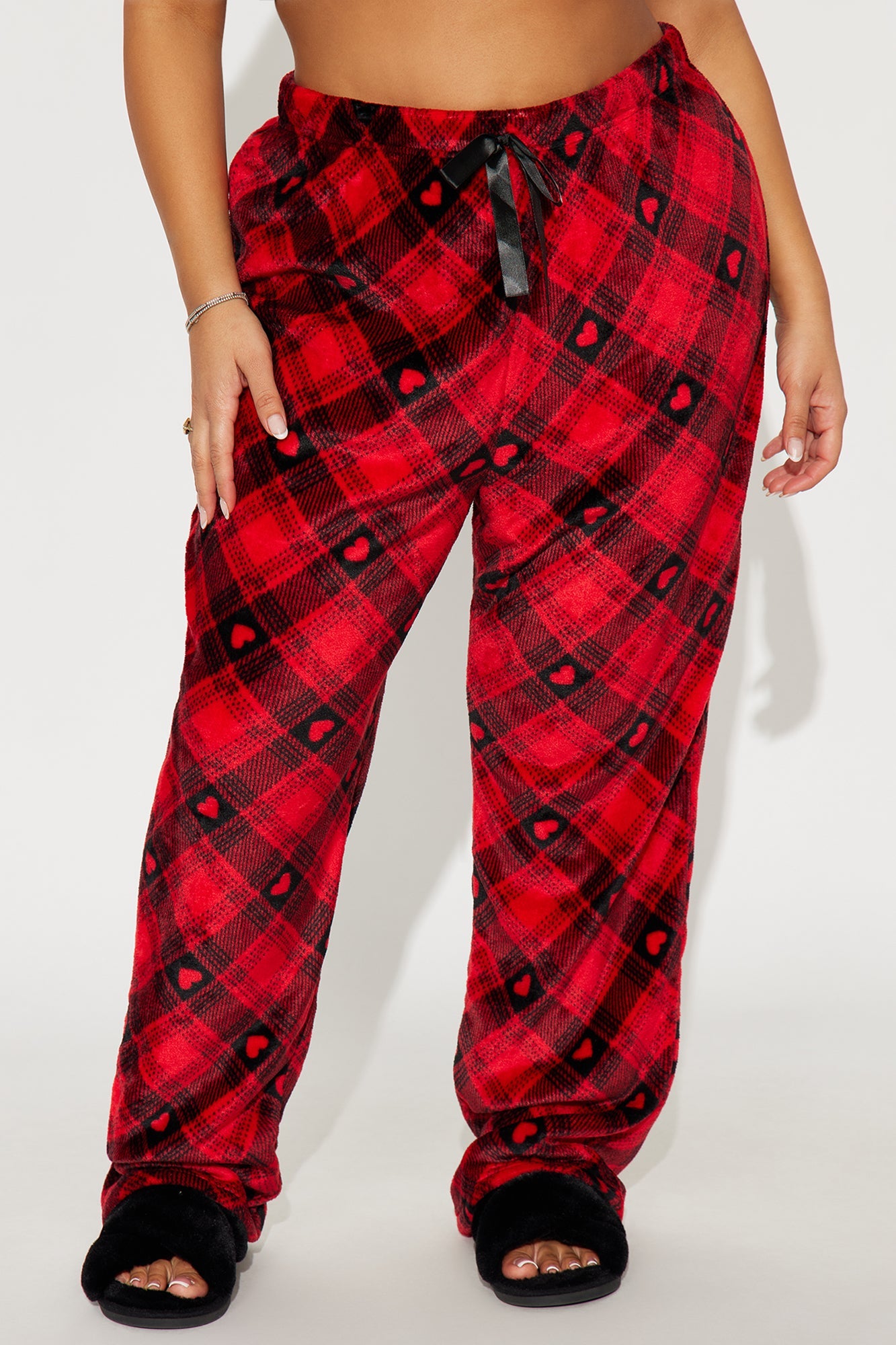 I Heart You Plush PJ Pants - Red/Black