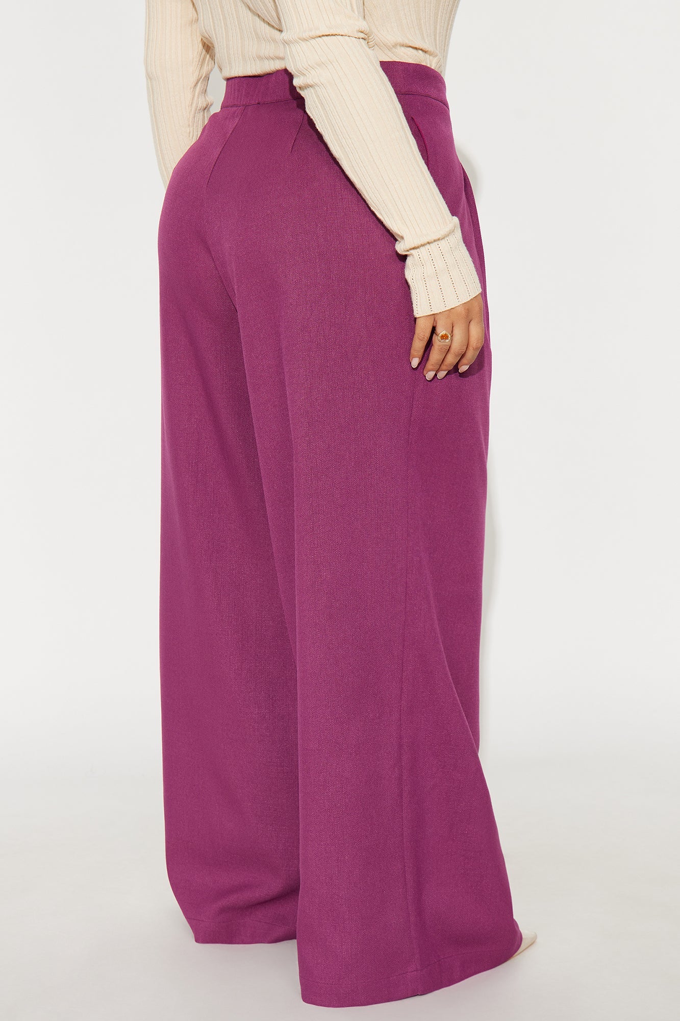 Crystal Textured Wide Leg Pant 33 - Raspberry