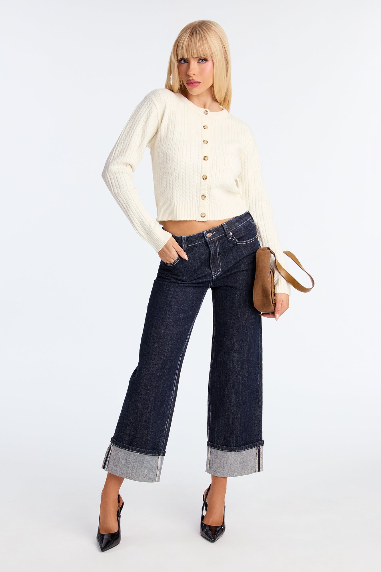 Frosty Cable Knit Cardigan - Ivory