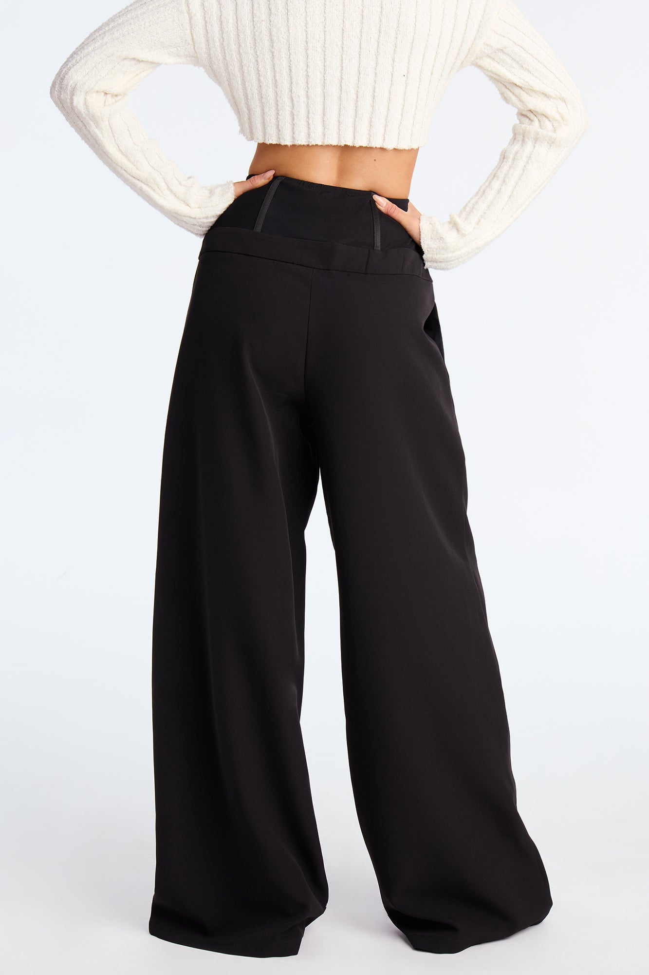 Lover Of Mine Corset Wide Leg Trouser Pant 33 - Black
