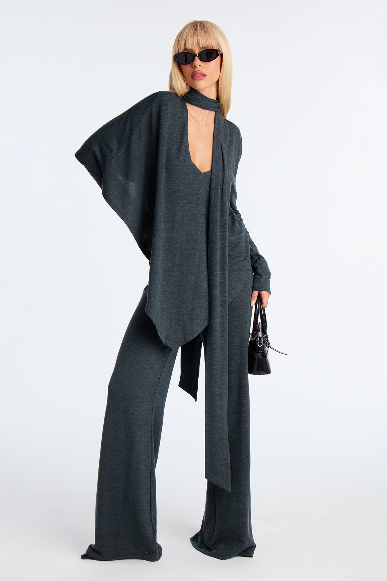 Ariel Long Sleeve Scarf Jumpsuit - Hunter