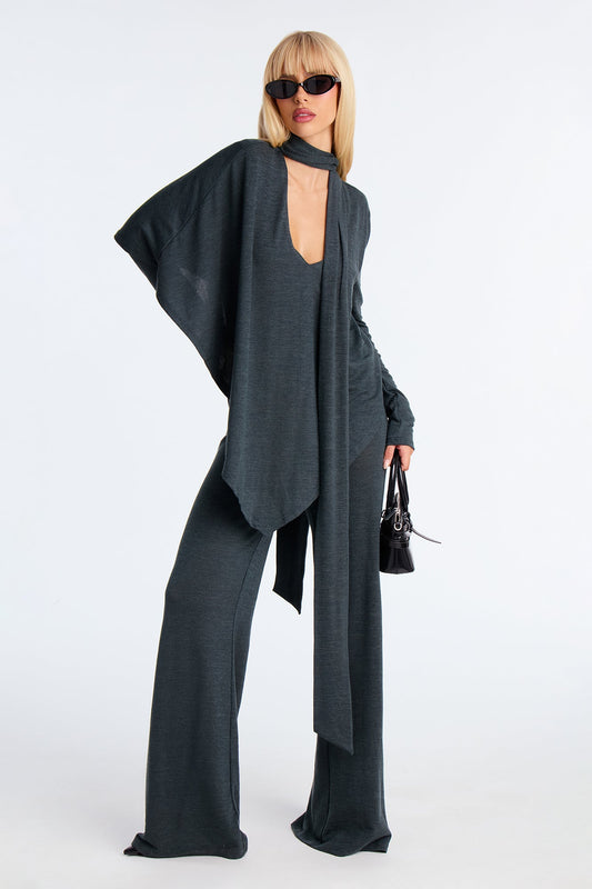 Ariel Long Sleeve Scarf Jumpsuit - Hunter
