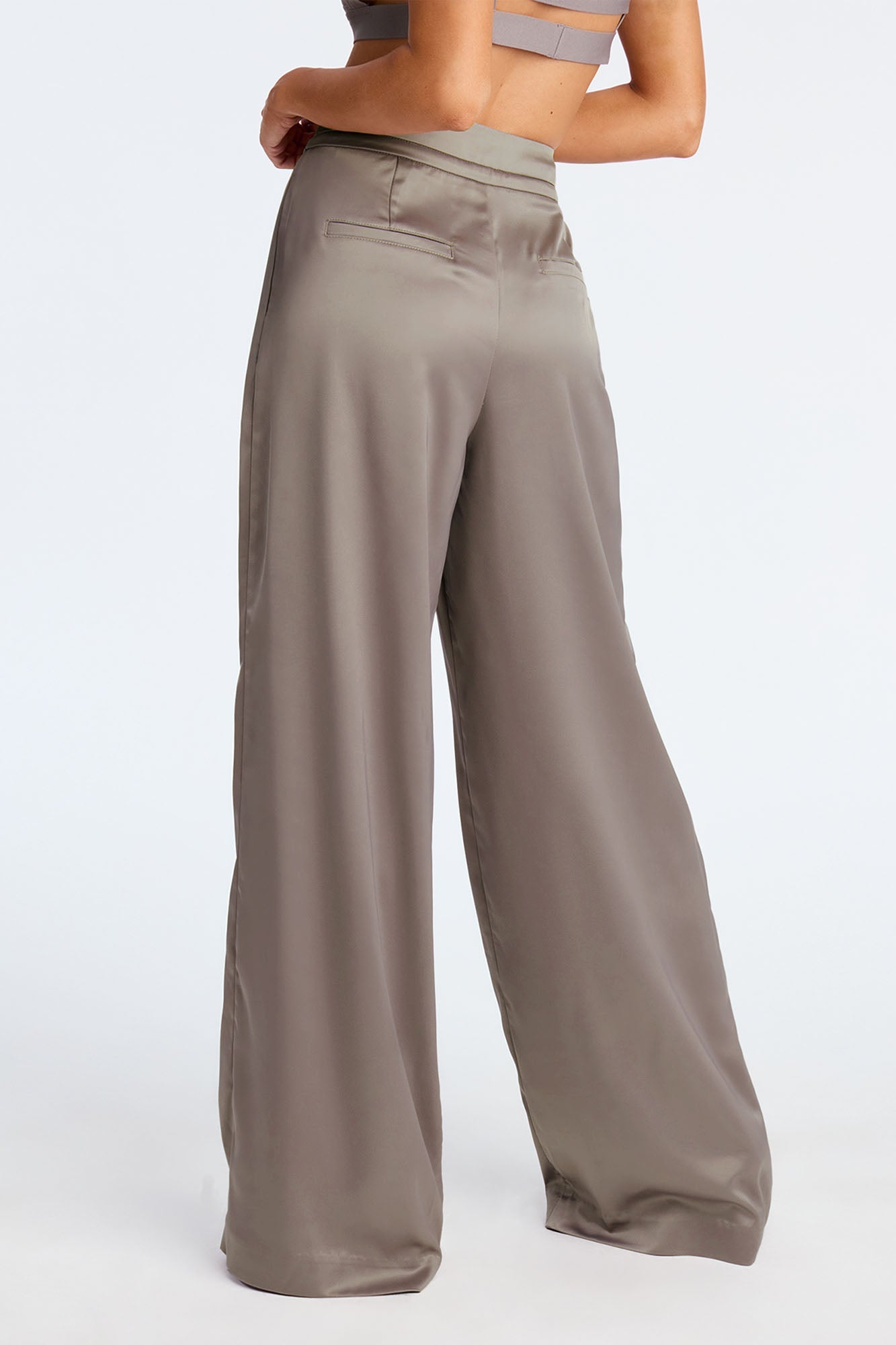 Avani Wide Leg Satin Pant 33 - Grey