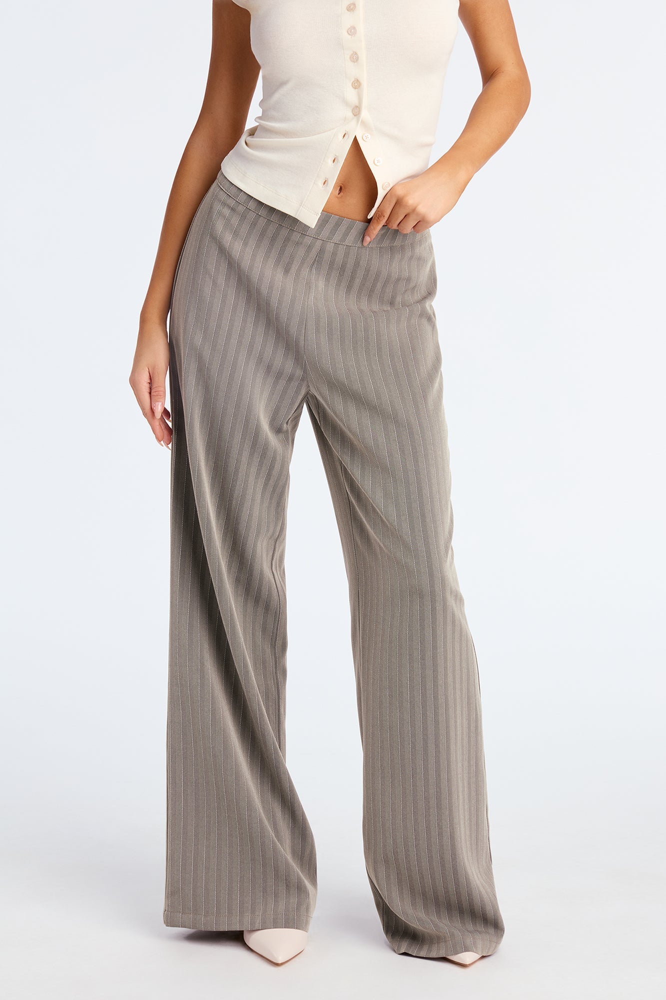 Fully Booked Wide Leg Trouser Pant 32″ - Grey/combo