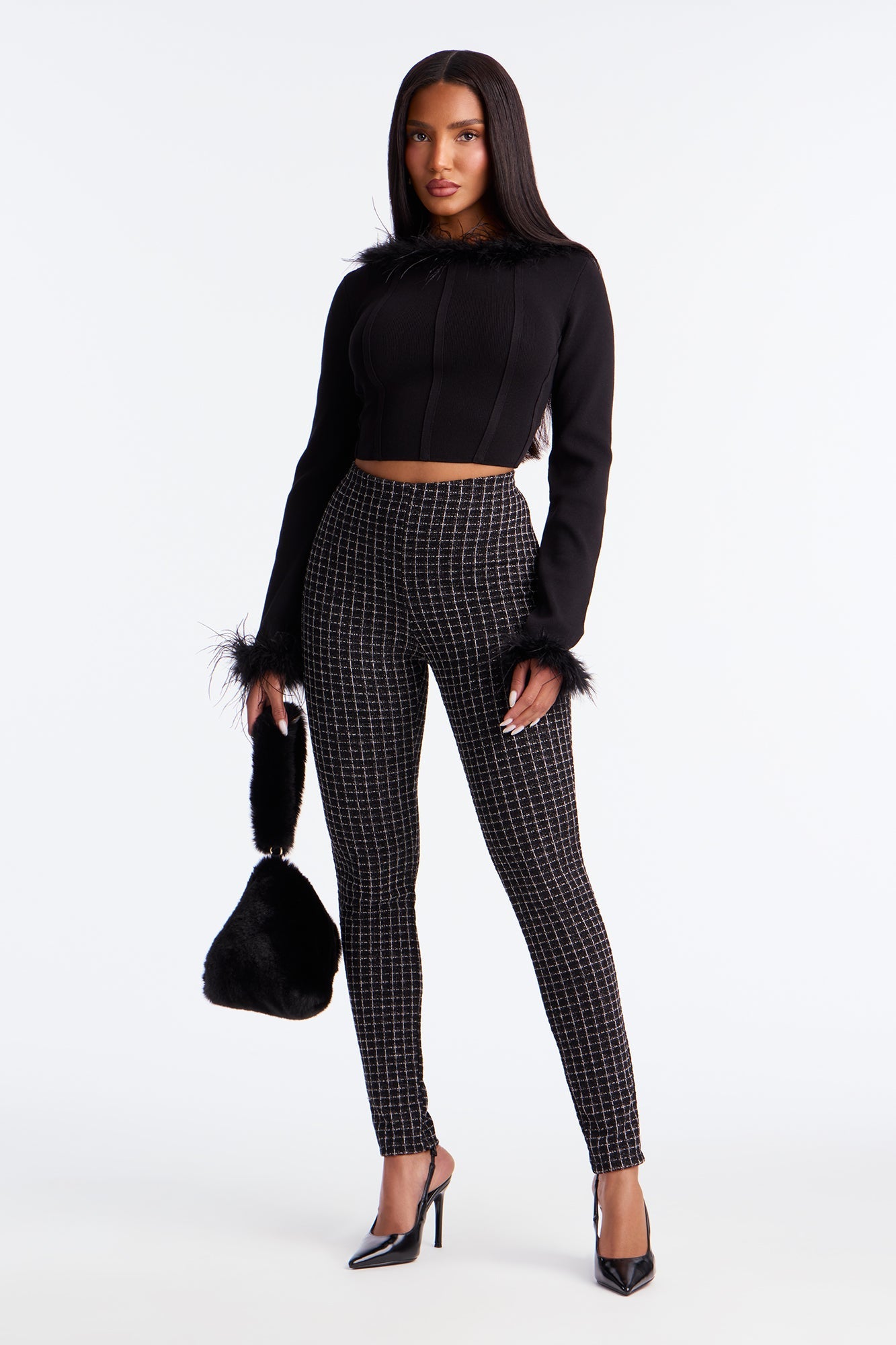 High Noon High Rise Tweed Legging - Black