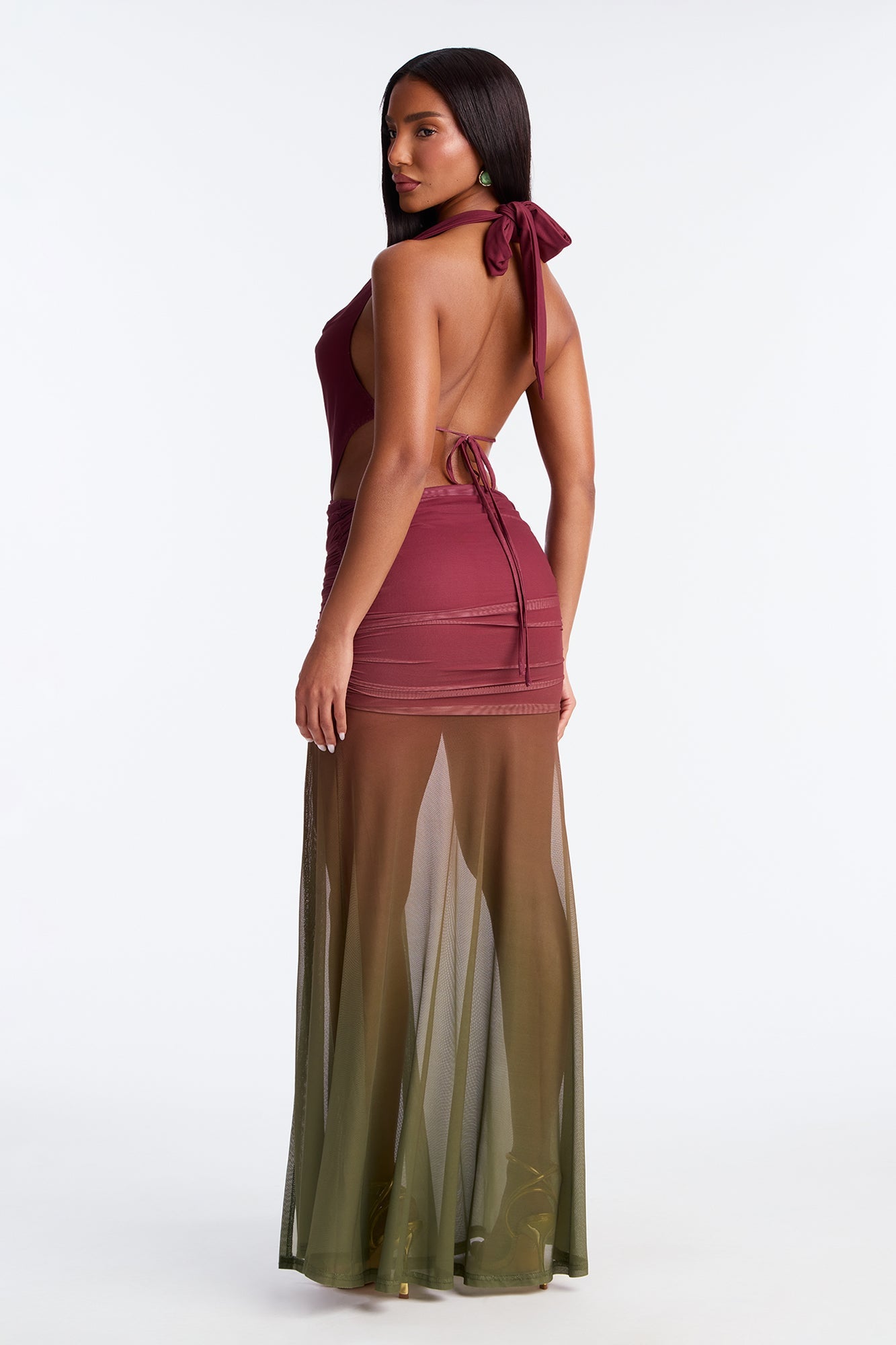 Toying Hearts Ombre Mesh Maxi Dress - Plum/Multi
