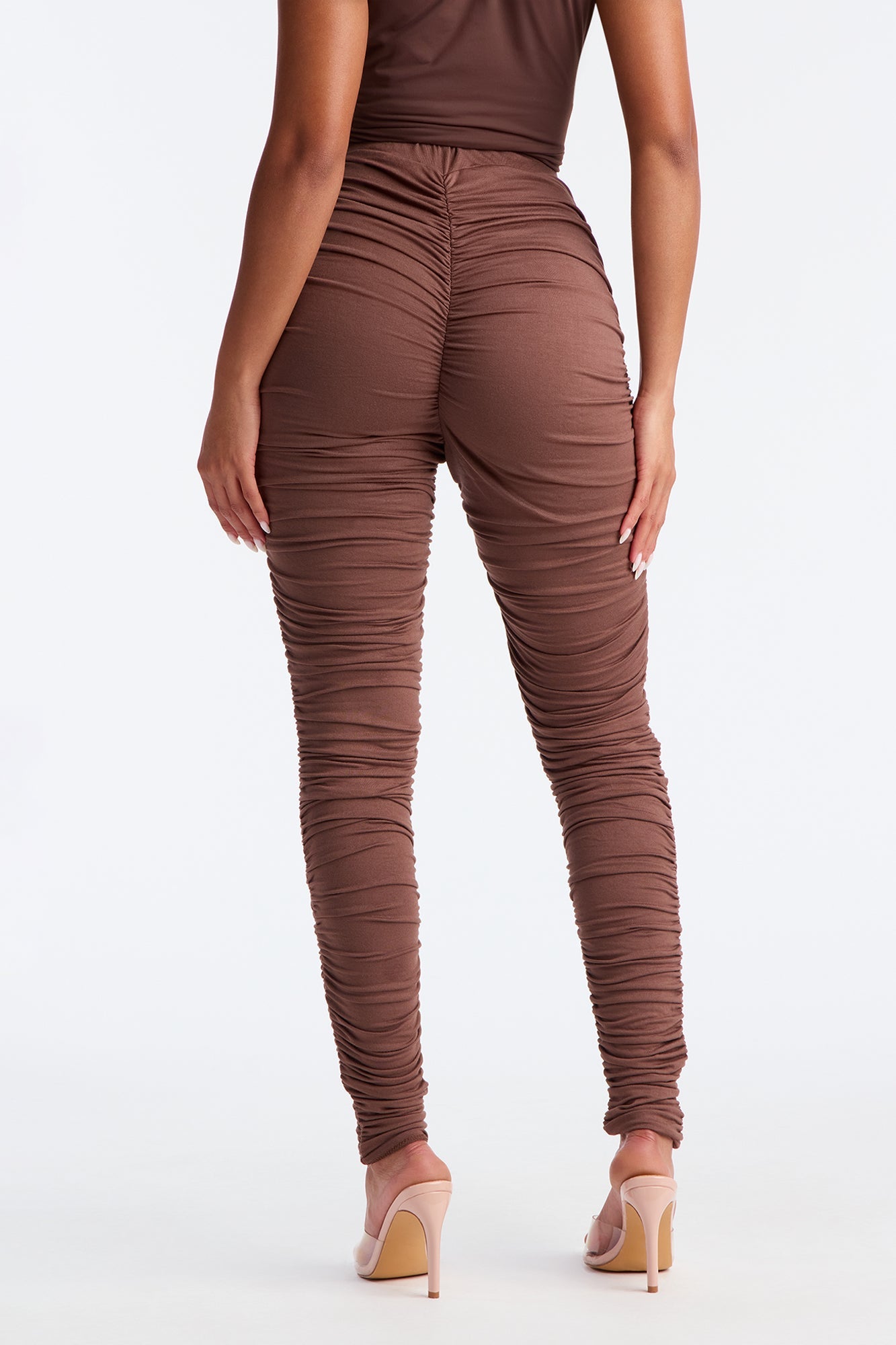 Perfectly Pinched Ruched High Rise Legging - Chocolate