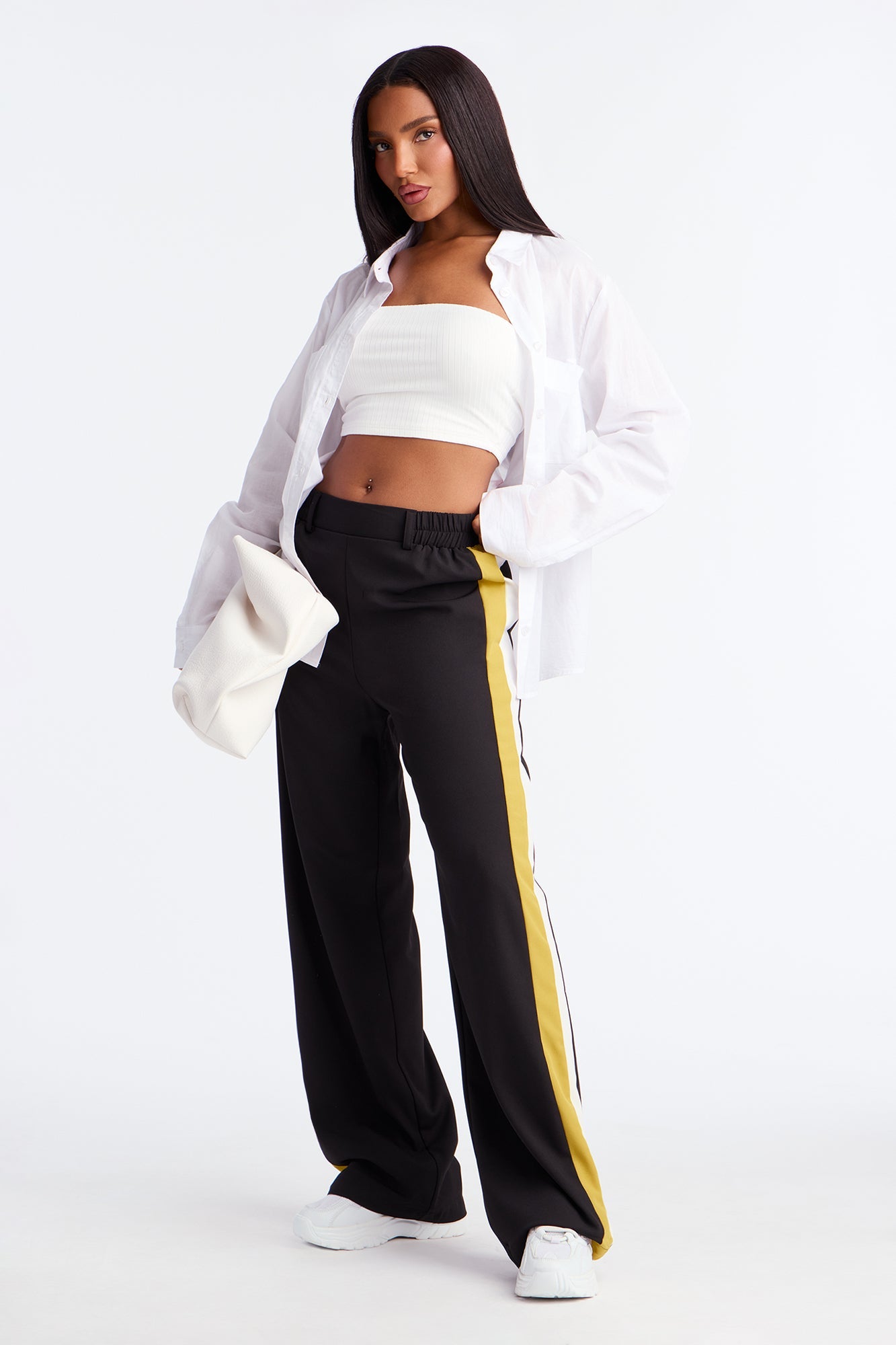 Aubrina Striped Crepe Pant - Black/combo