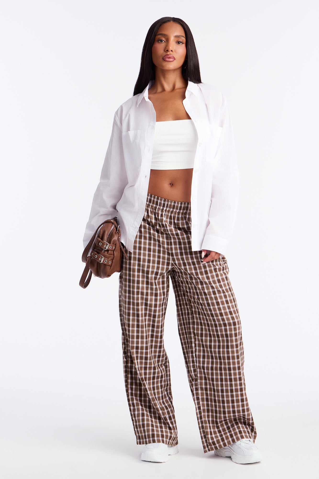 Jump Start Plaid Boxer Pant - Brown/combo